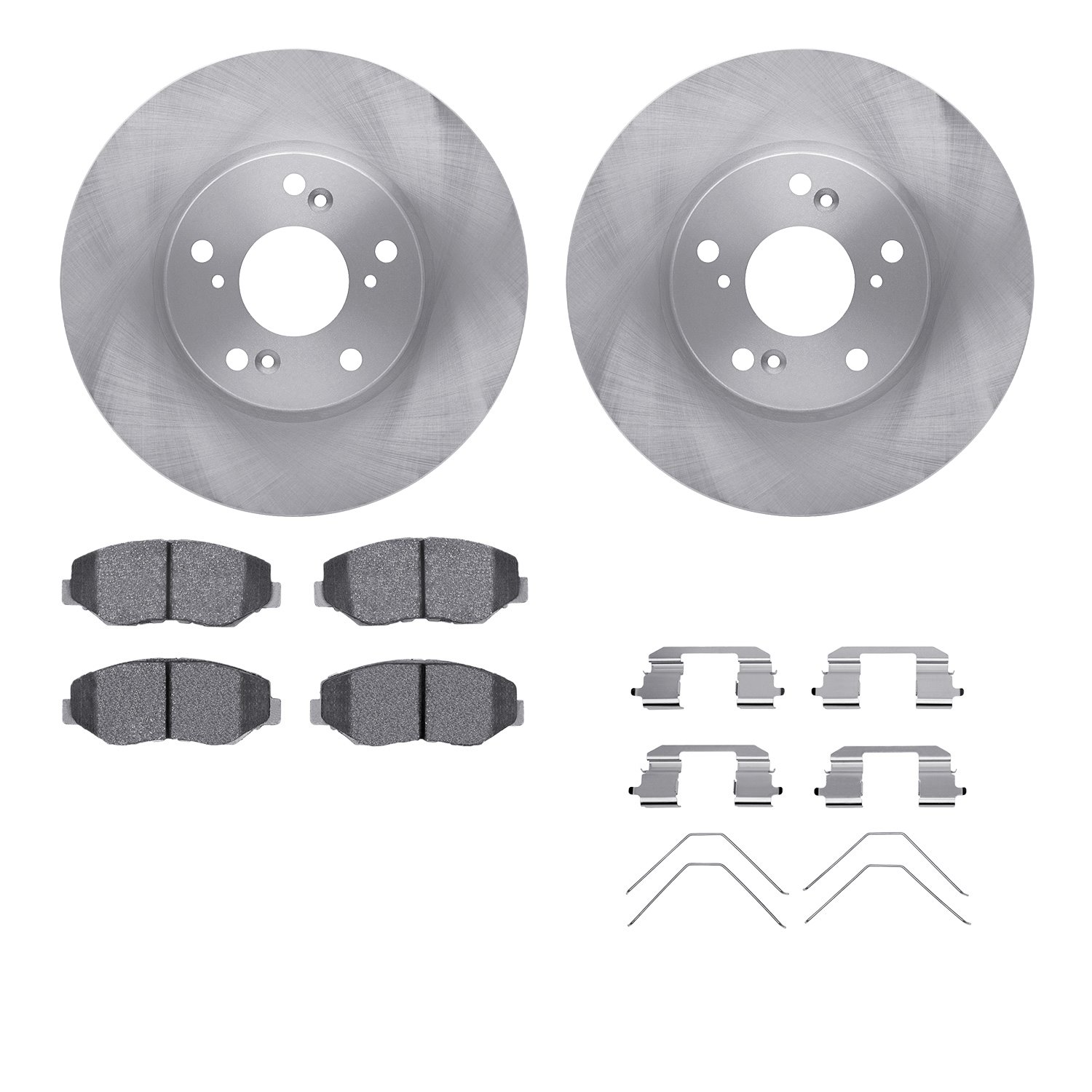 6512-59298 Brake Rotors w/5000 Advanced Brake Pads Kit with Hardware, 2003-2017 Acura/Honda, Position: Front