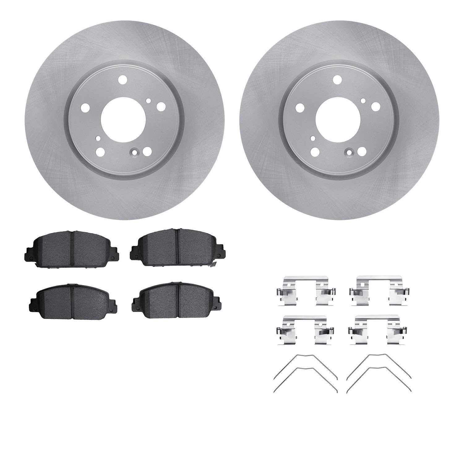 6512-59324 Brake Rotors w/5000 Advanced Brake Pads Kit with Hardware, 2014-2017 Acura/Honda, Position: Front