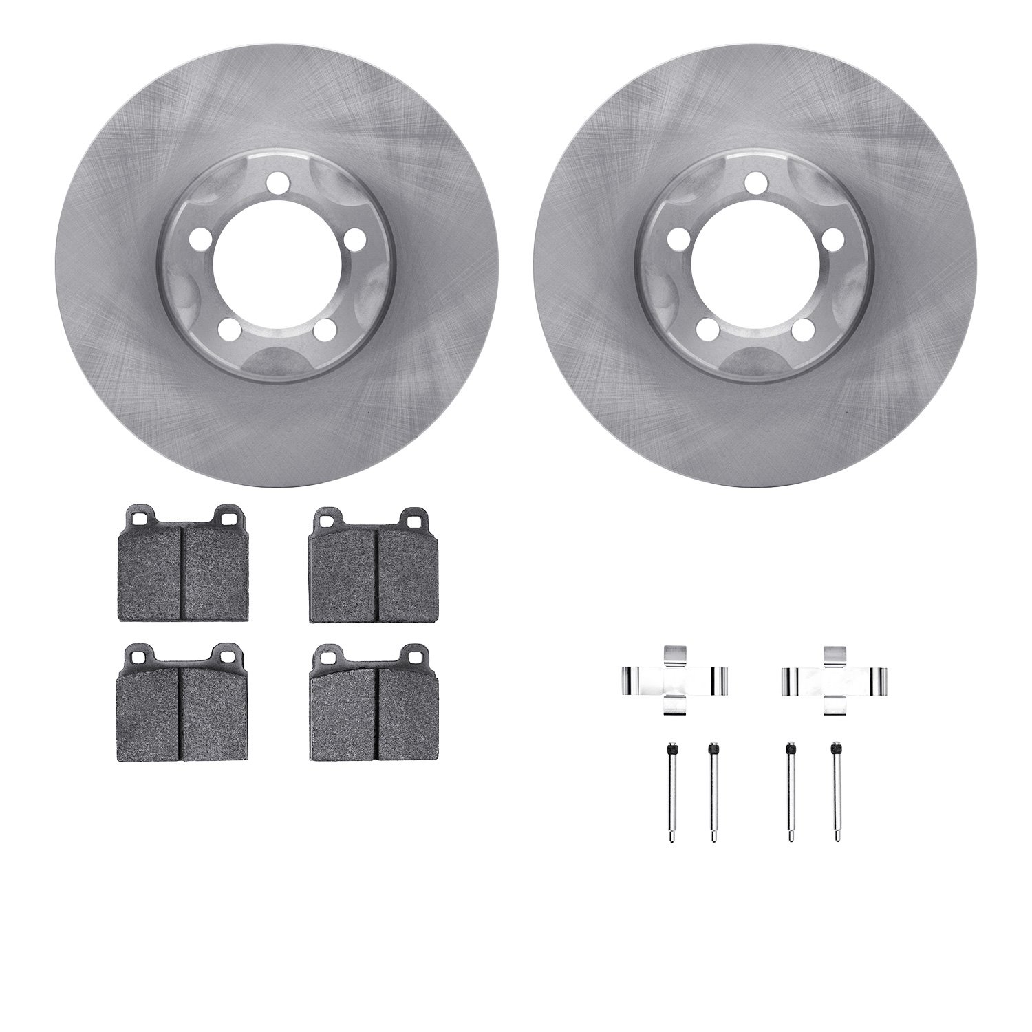 6512-63122 Brake Rotors w/5000 Advanced Brake Pads Kit with Hardware, 1963-1967 Mercedes-Benz, Position: Front