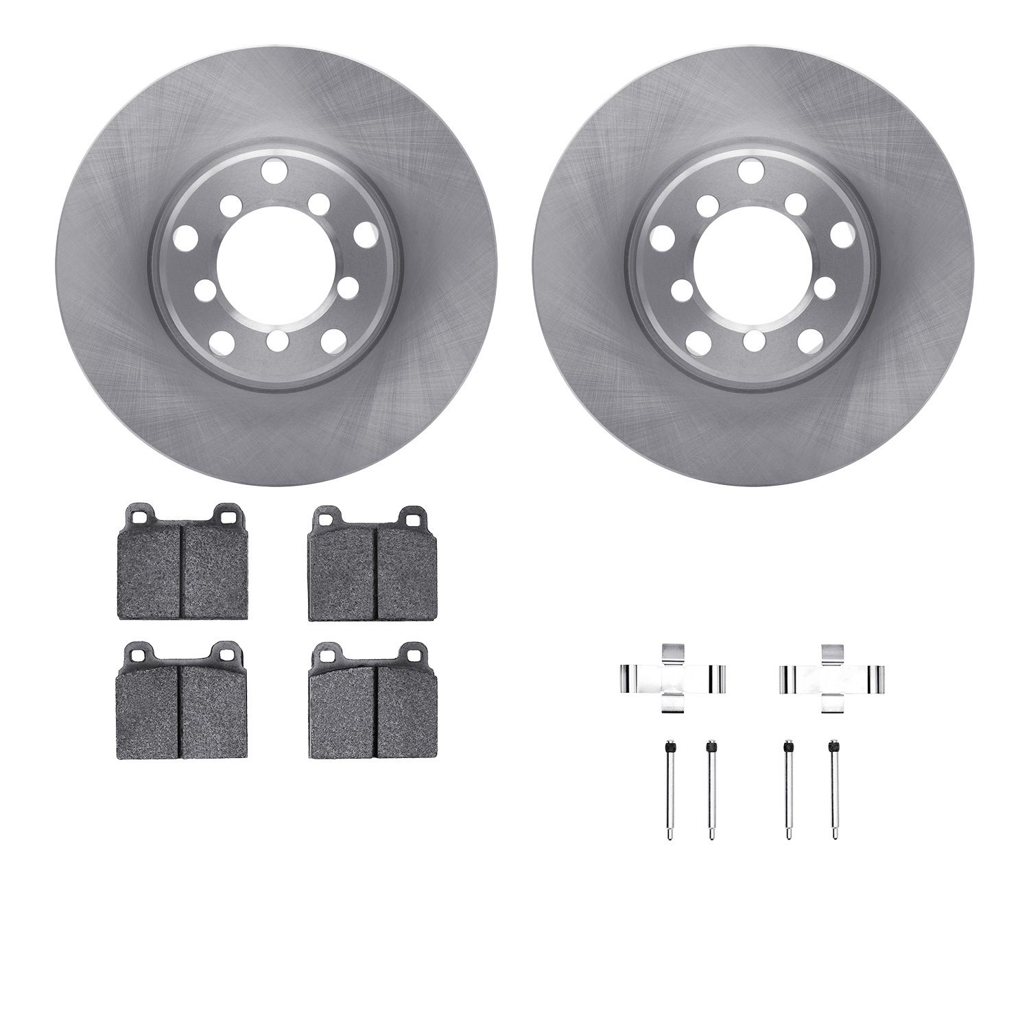 6512-63132 Brake Rotors w/5000 Advanced Brake Pads Kit with Hardware, 1965-1973 Mercedes-Benz, Position: Front