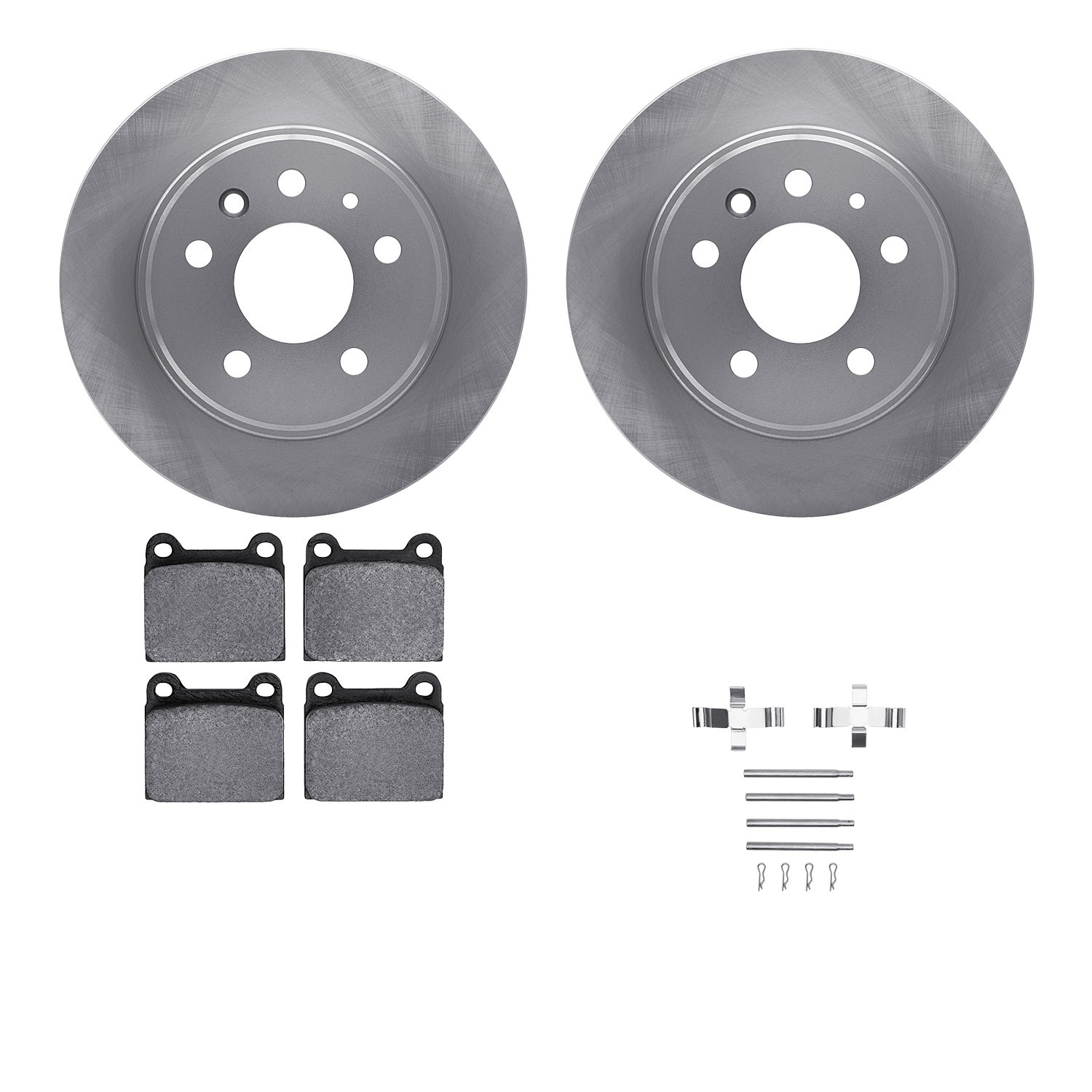 6512-63143 Brake Rotors w/5000 Advanced Brake Pads Kit with Hardware, 1967-1991 Mercedes-Benz, Position: Rear