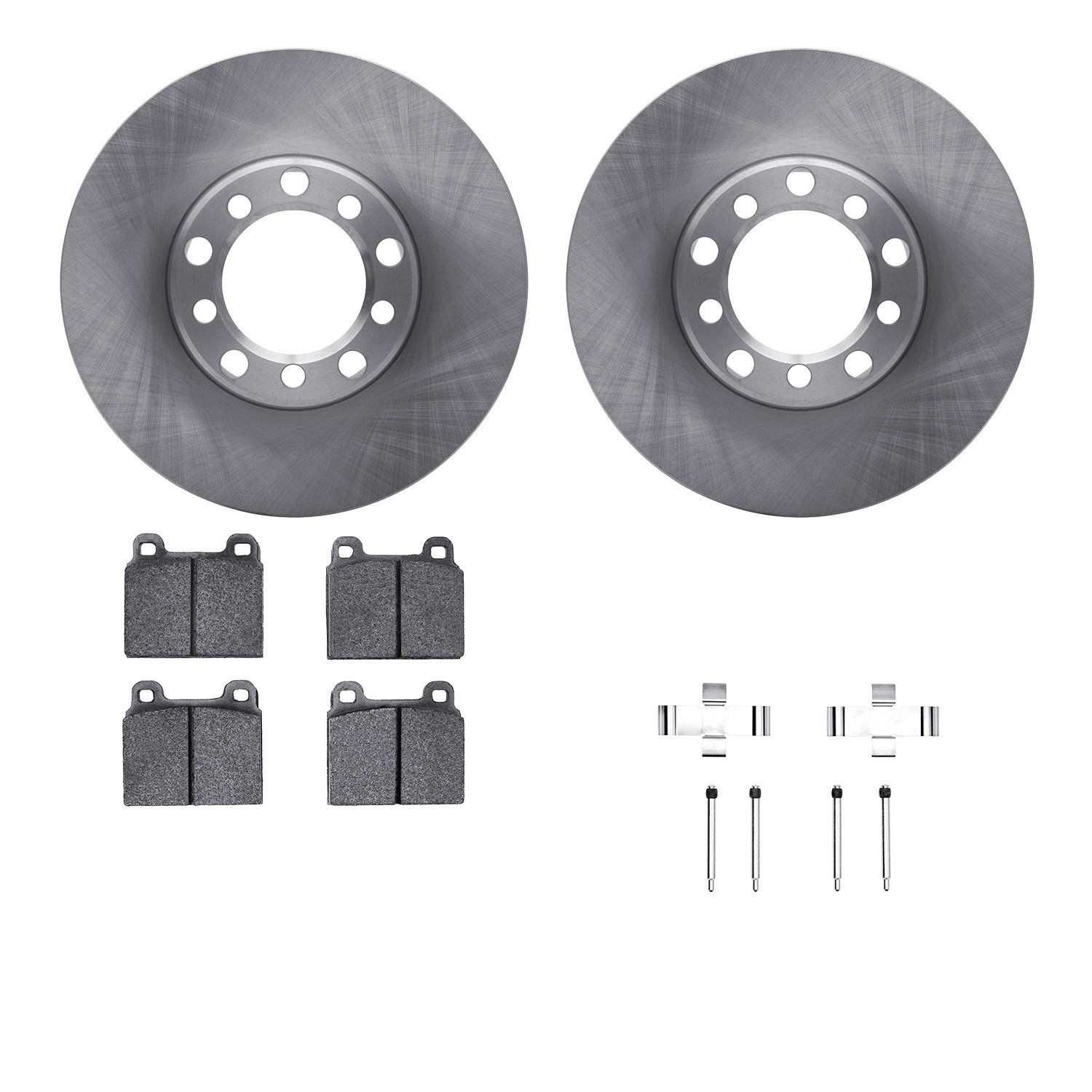 6512-63160 Brake Rotors w/5000 Advanced Brake Pads Kit with Hardware, 1968-1976 Mercedes-Benz, Position: Front