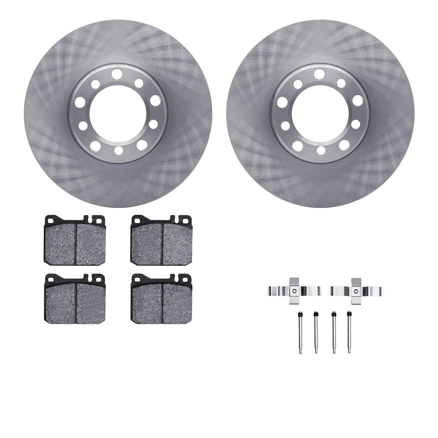 6512-63166 Brake Rotors w/5000 Advanced Brake Pads Kit with Hardware, 1973-1979 Mercedes-Benz, Position: Front