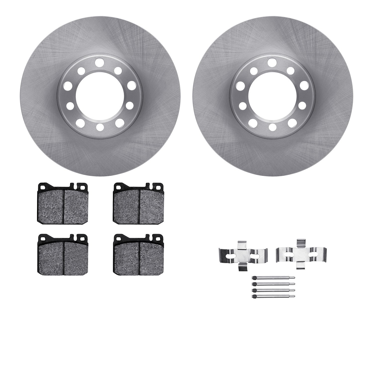 6512-63190 Brake Rotors w/5000 Advanced Brake Pads Kit with Hardware, 1972-1979 Mercedes-Benz, Position: Front