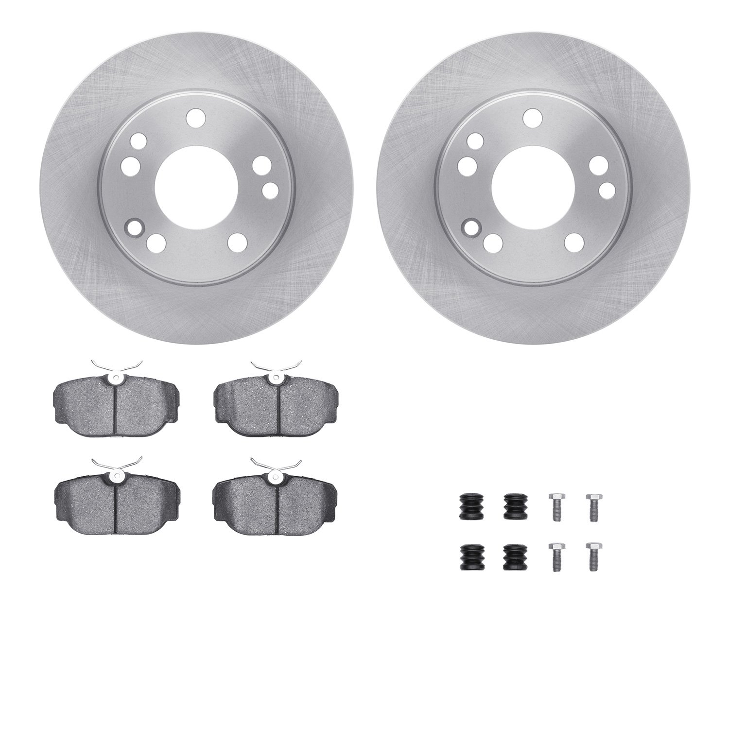 6512-63205 Brake Rotors w/5000 Advanced Brake Pads Kit with Hardware, 1984-1989 Mercedes-Benz, Position: Front