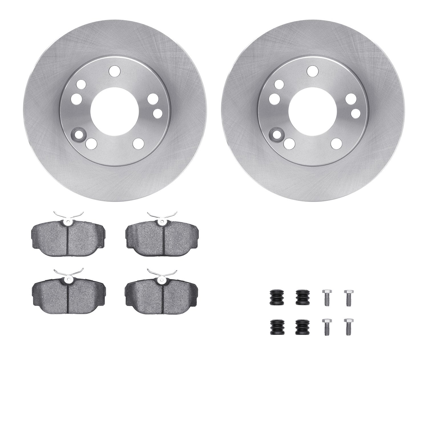6512-63211 Brake Rotors w/5000 Advanced Brake Pads Kit with Hardware, 1987-1987 Mercedes-Benz, Position: Front