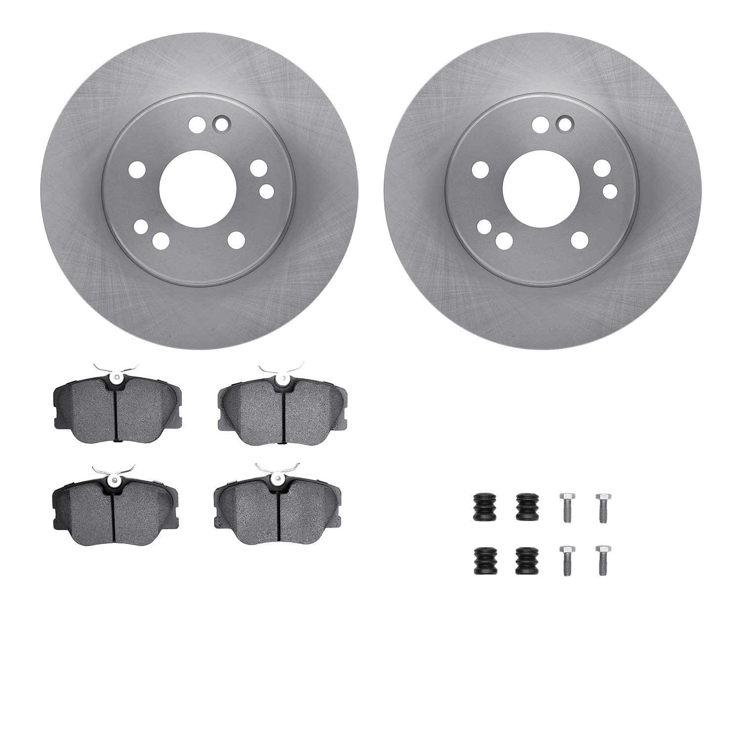 6512-63235 Brake Rotors w/5000 Advanced Brake Pads Kit with Hardware, 1984-1995 Mercedes-Benz, Position: Front