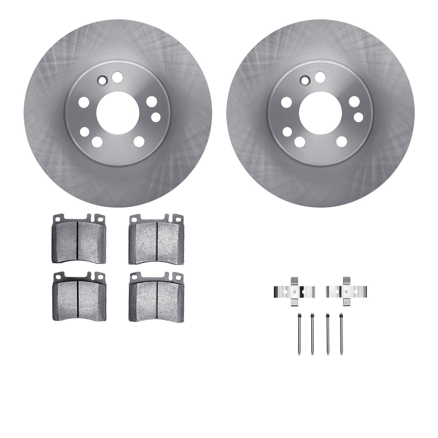 6512-63251 Brake Rotors w/5000 Advanced Brake Pads Kit with Hardware, 1991-1999 Mercedes-Benz, Position: Front