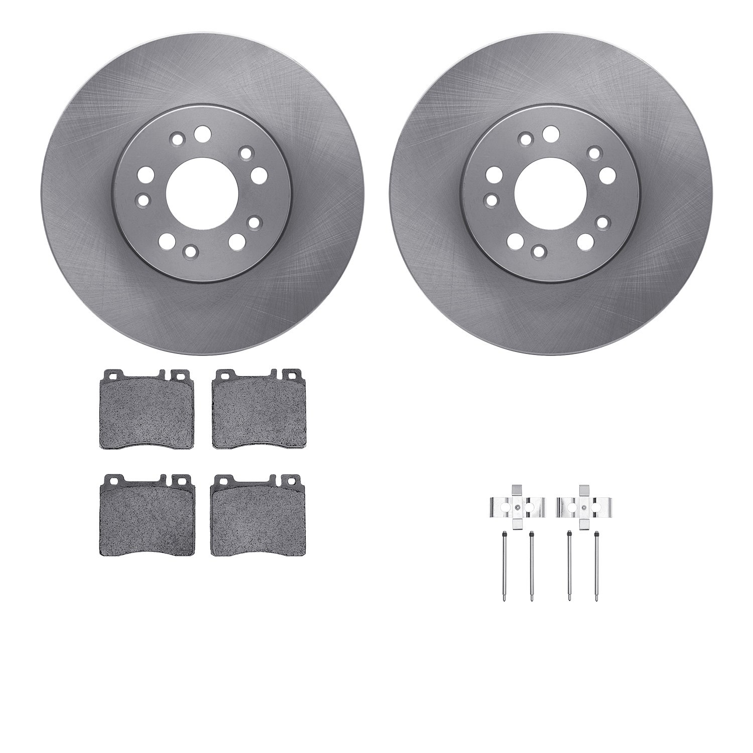 6512-63257 Brake Rotors w/5000 Advanced Brake Pads Kit with Hardware, 1991-1999 Mercedes-Benz, Position: Front