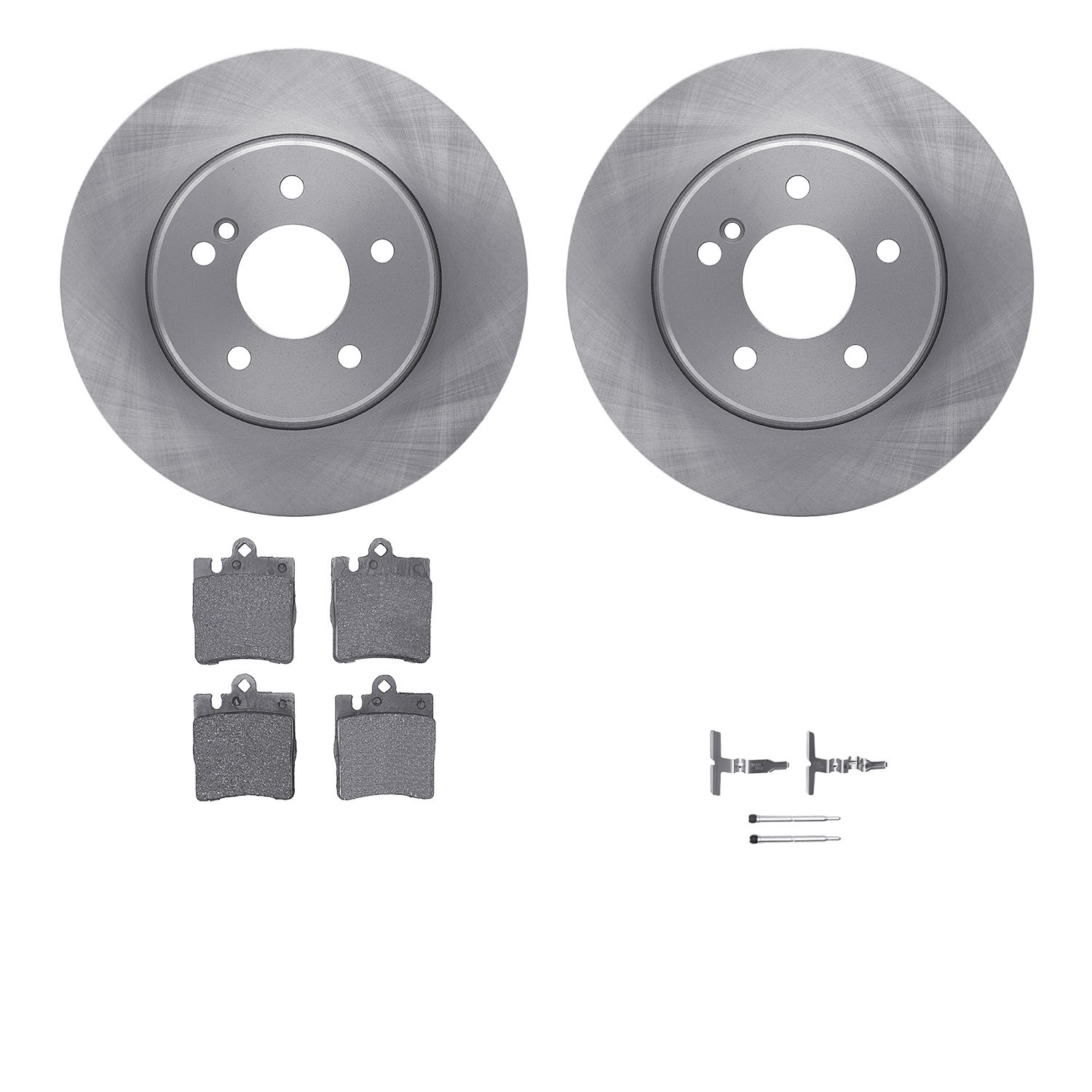 6512-63286 Brake Rotors w/5000 Advanced Brake Pads Kit with Hardware, 1996-2011 Mercedes-Benz, Position: Rear