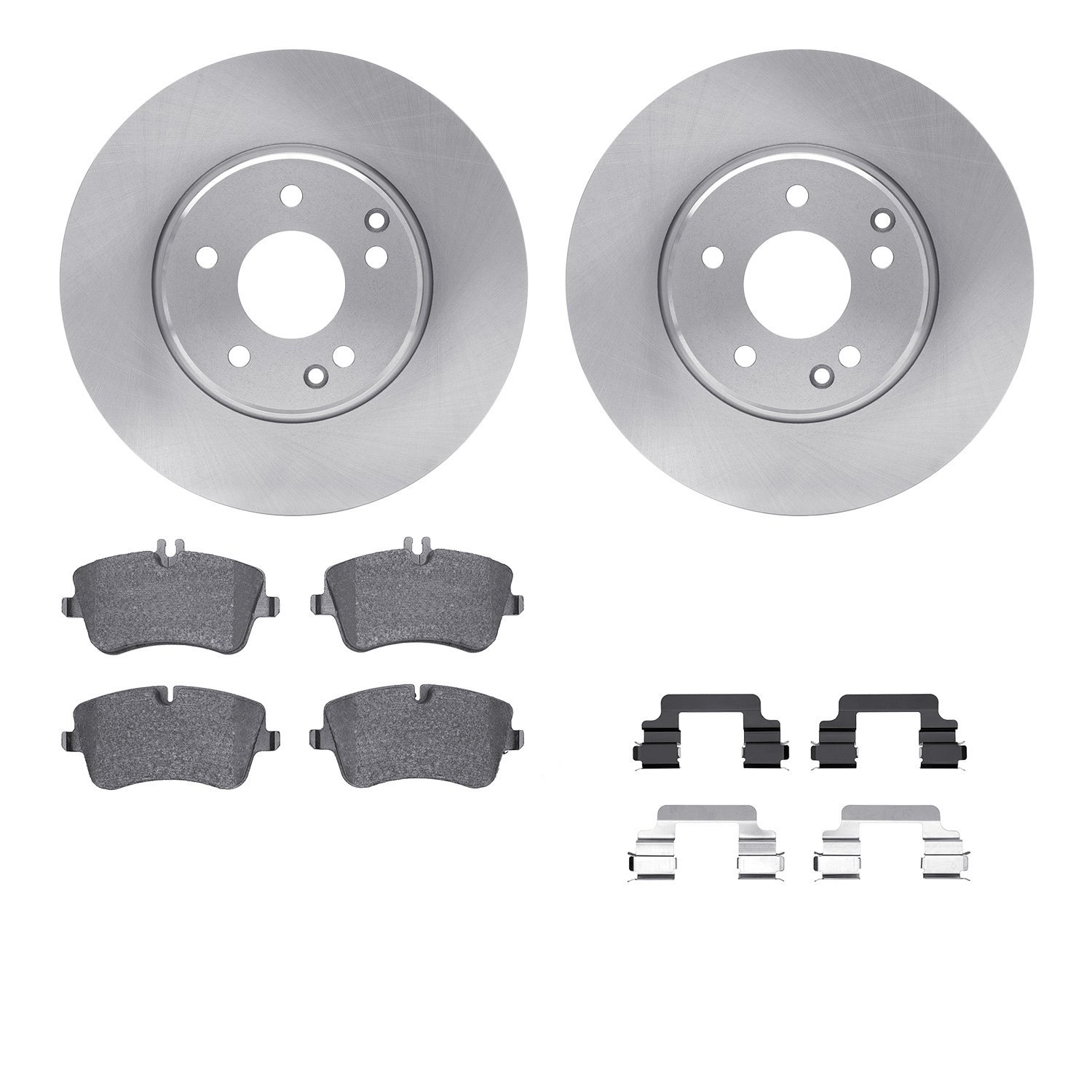 6512-63345 Brake Rotors w/5000 Advanced Brake Pads Kit with Hardware, 2001-2011 Mercedes-Benz, Position: Front