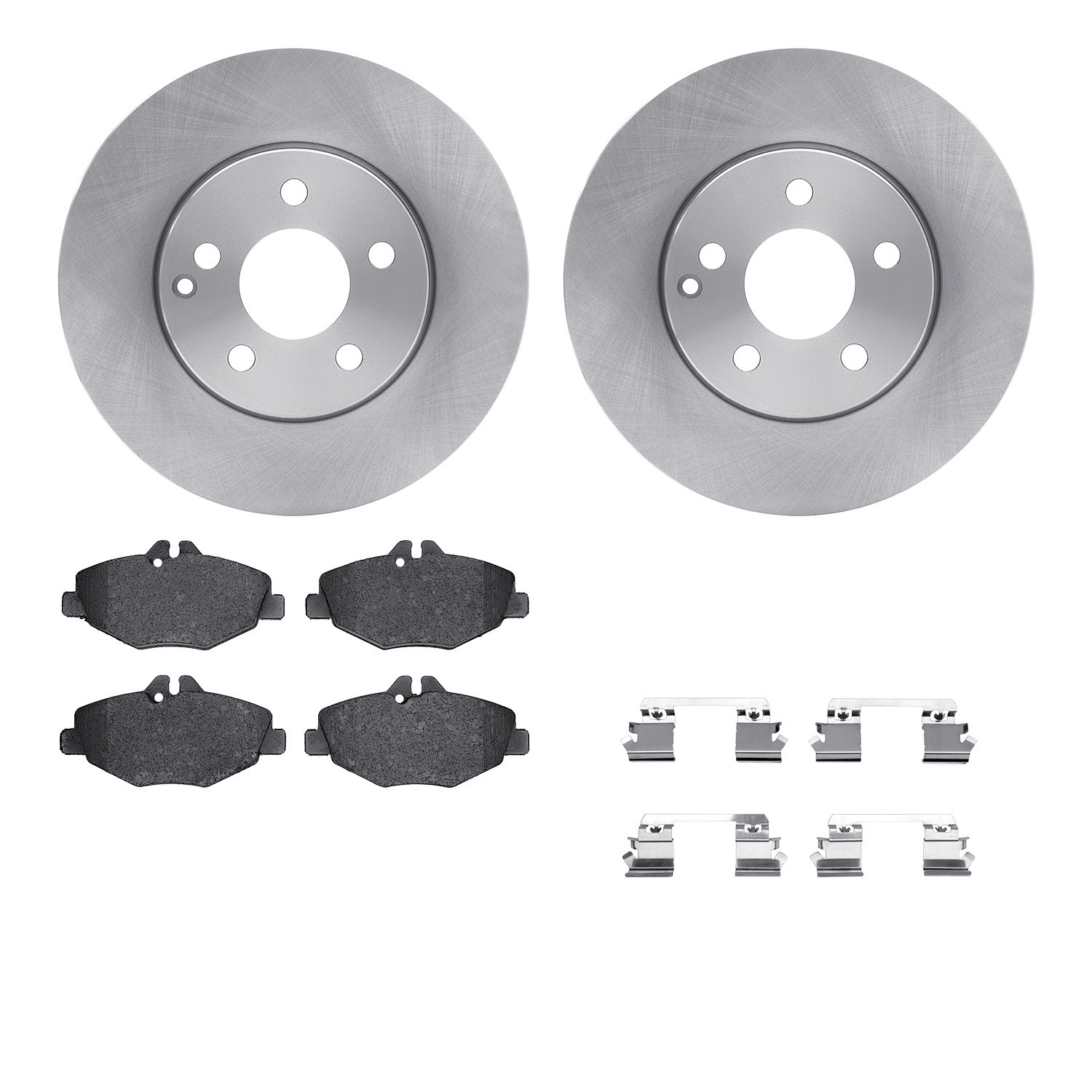 6512-63350 Brake Rotors w/5000 Advanced Brake Pads Kit with Hardware, 2003-2009 Mercedes-Benz, Position: Front