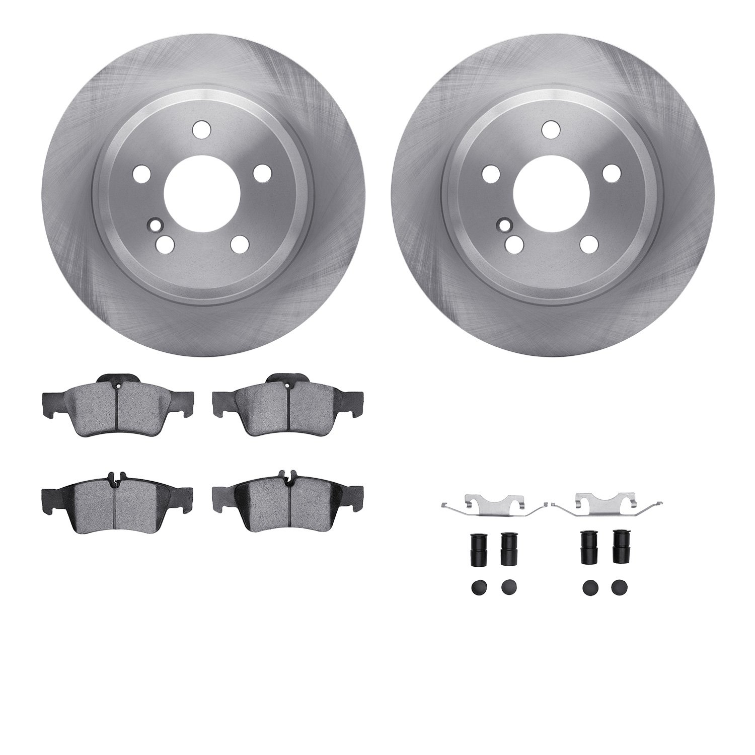 6512-63354 Brake Rotors w/5000 Advanced Brake Pads Kit with Hardware, 2014-2016 Mercedes-Benz, Position: Rear