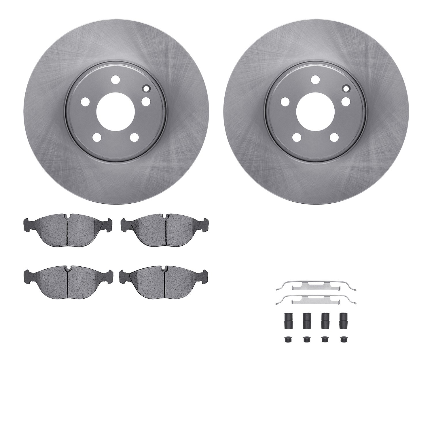 6512-63377 Brake Rotors w/5000 Advanced Brake Pads Kit with Hardware, 2002-2006 Mercedes-Benz, Position: Front