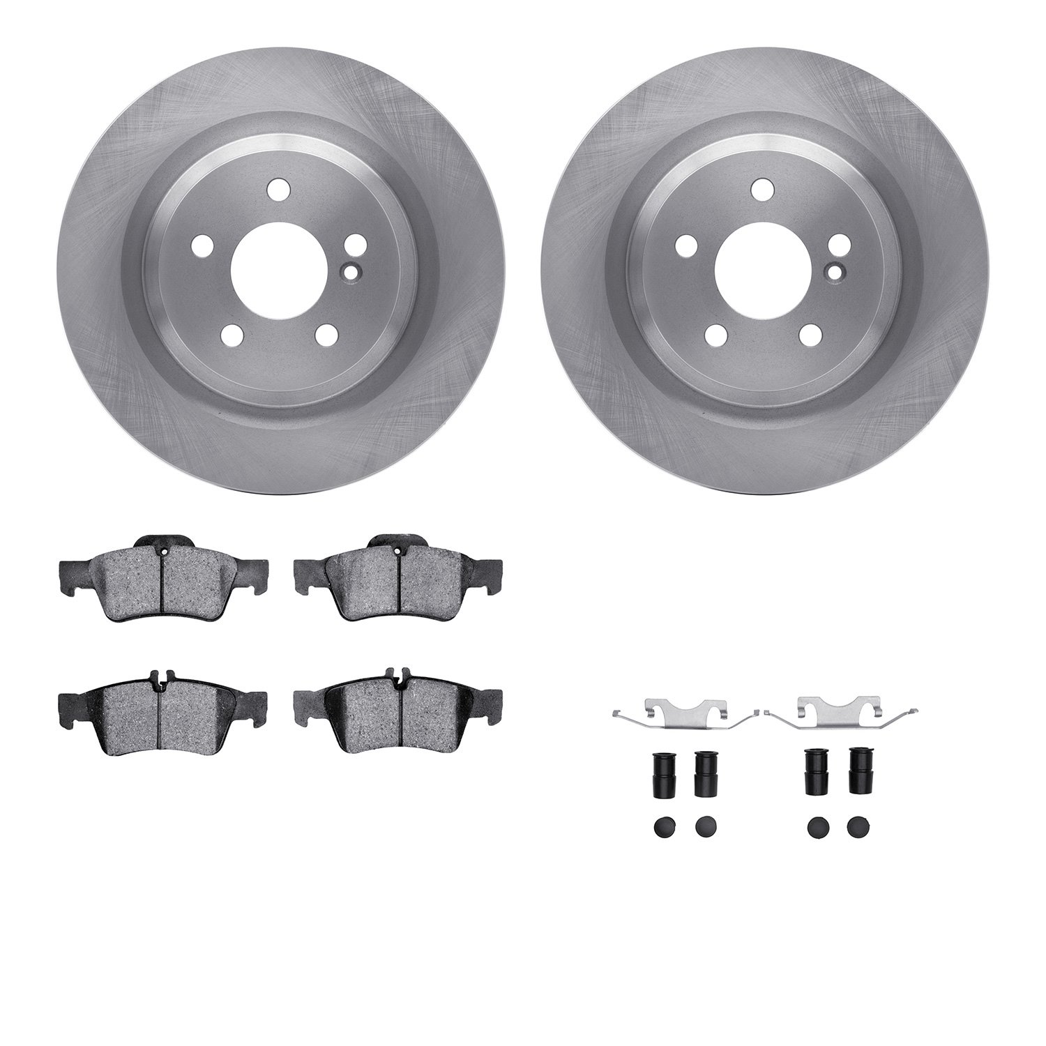 6512-63411 Brake Rotors w/5000 Advanced Brake Pads Kit with Hardware, 2010-2014 Mercedes-Benz, Position: Rear