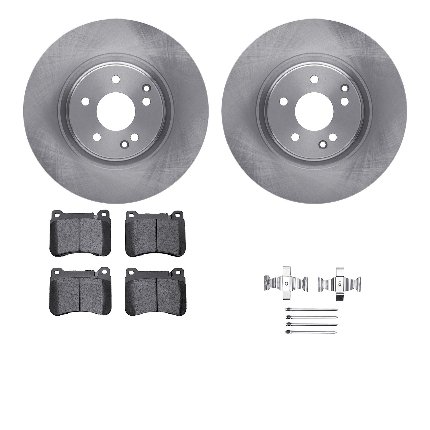 6512-63414 Brake Rotors w/5000 Advanced Brake Pads Kit with Hardware, 2006-2007 Mercedes-Benz, Position: Front