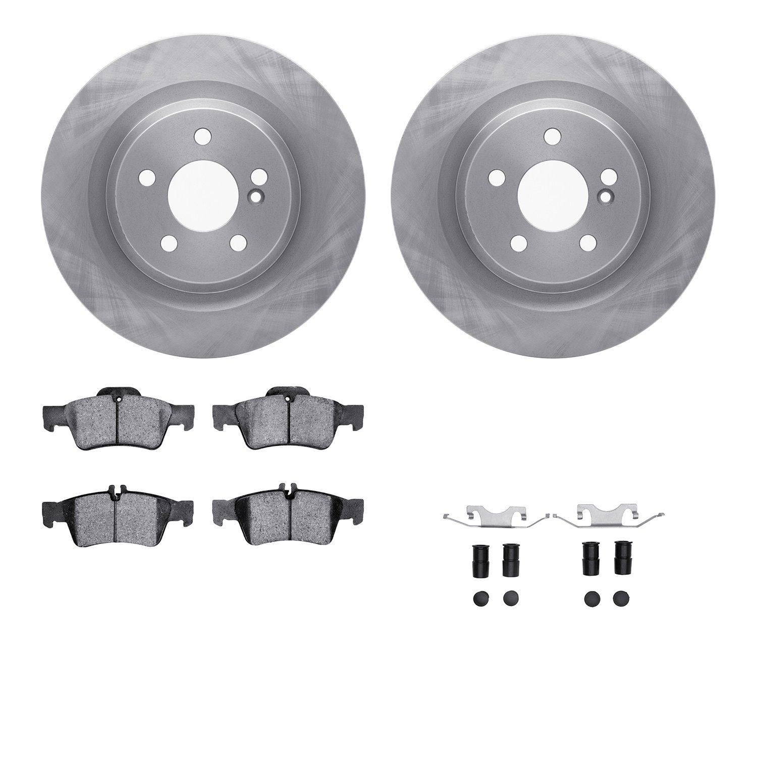 6512-63456 Brake Rotors w/5000 Advanced Brake Pads Kit with Hardware, 2010-2018 Mercedes-Benz, Position: Rear