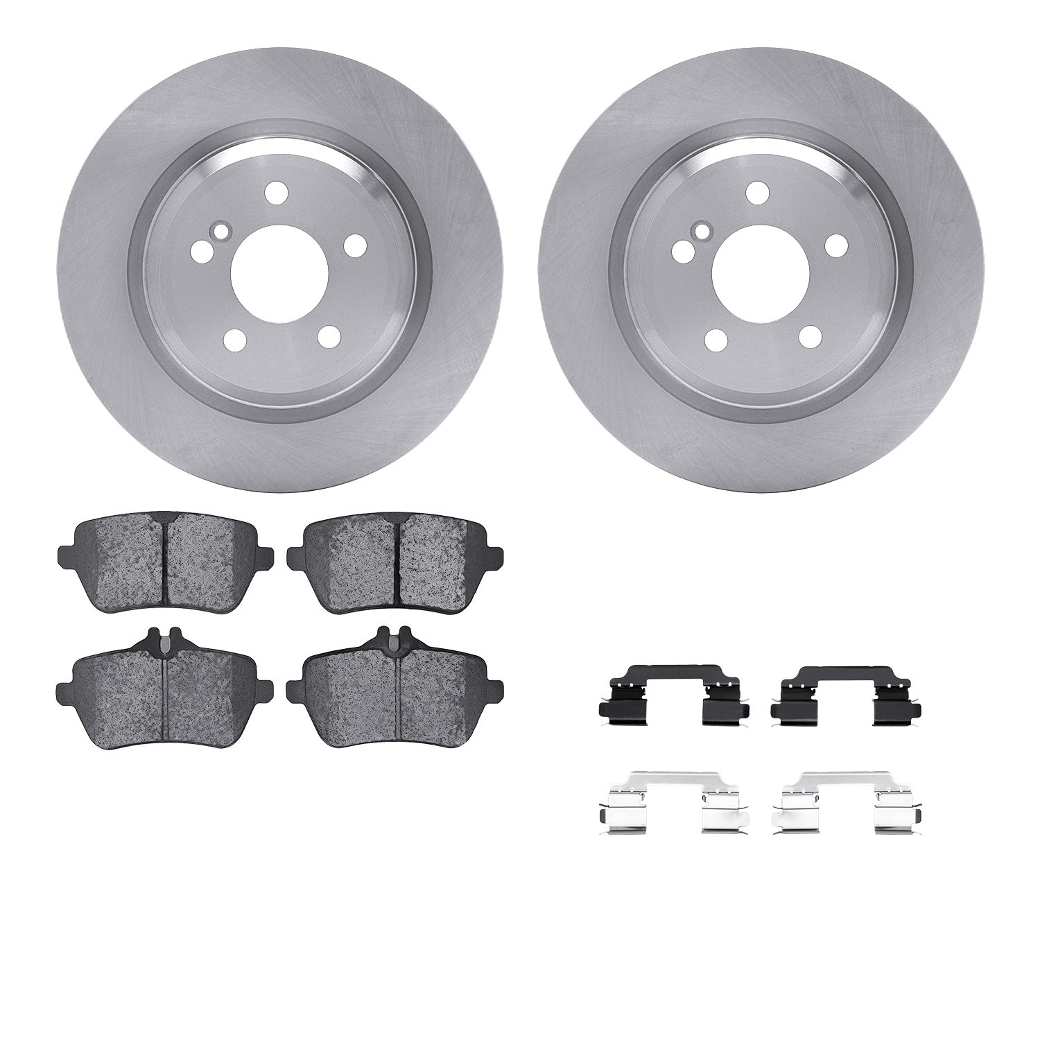 6512-63467 Brake Rotors w/5000 Advanced Brake Pads Kit with Hardware, 2013-2020 Mercedes-Benz, Position: Rear