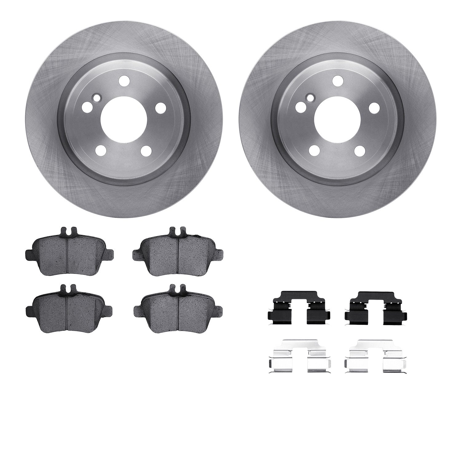 6512-63469 Brake Rotors w/5000 Advanced Brake Pads Kit with Hardware, 2014-2019 Mercedes-Benz, Position: Rear
