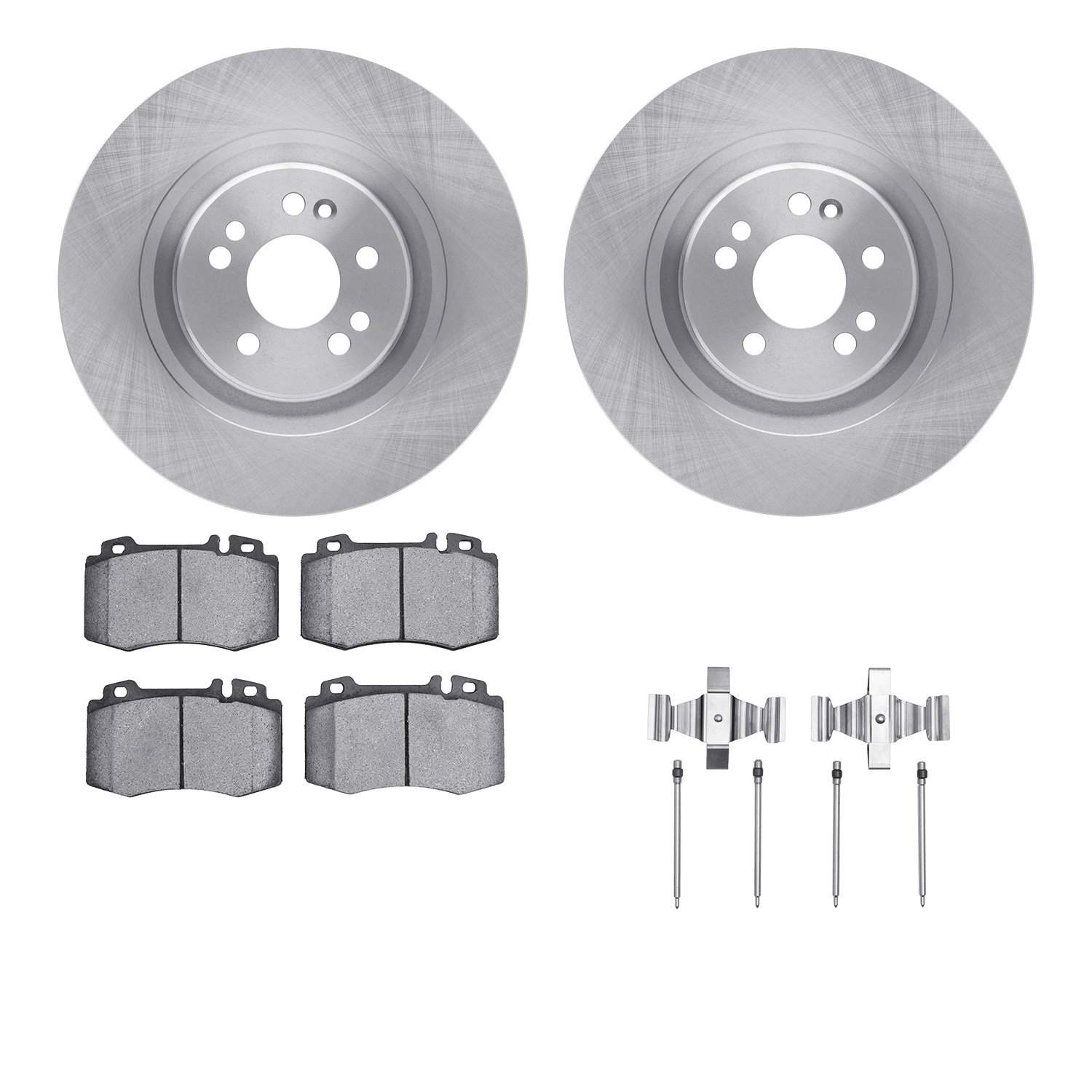 6512-63497 Brake Rotors w/5000 Advanced Brake Pads Kit with Hardware, 2000-2005 Mercedes-Benz, Position: Front