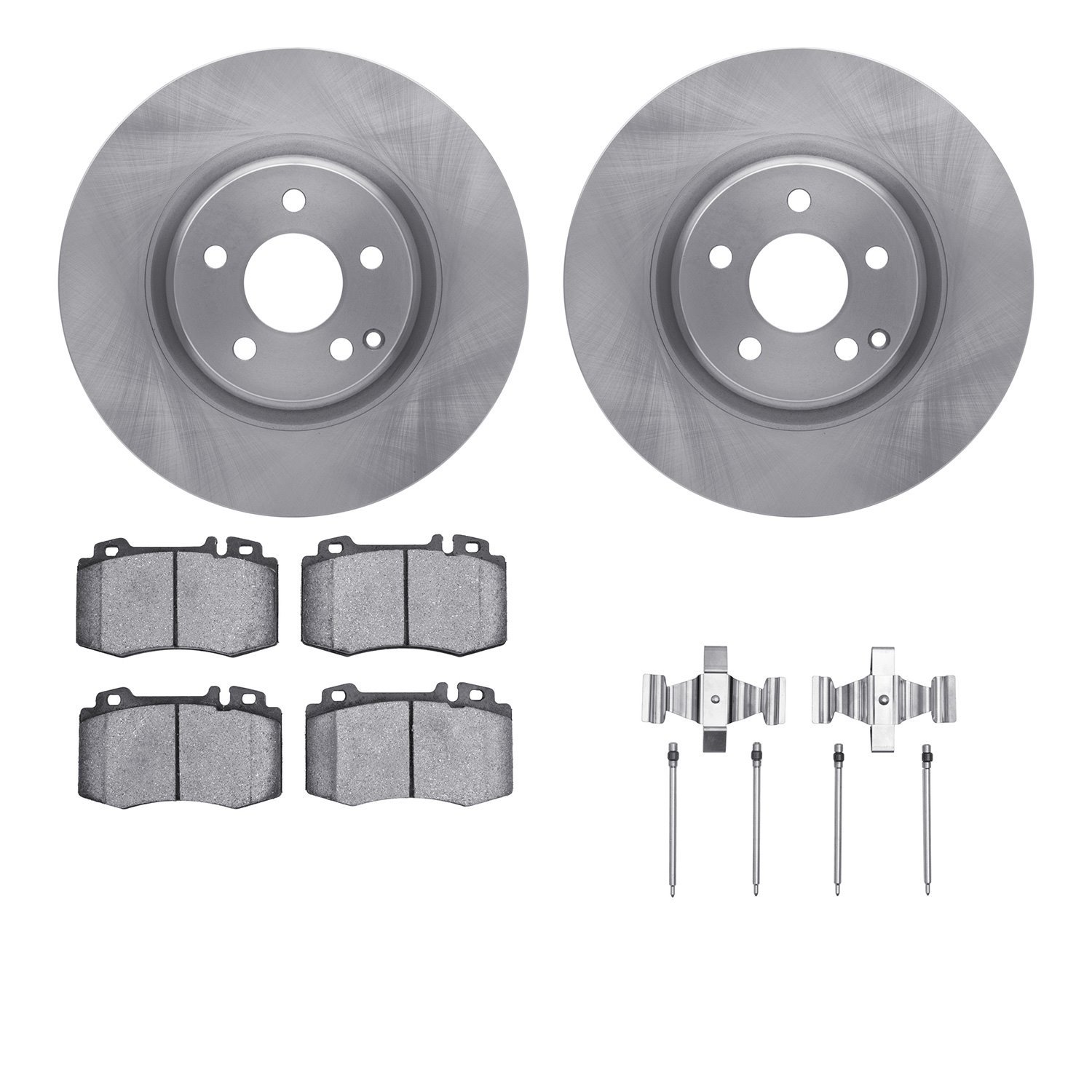 6512-63508 Brake Rotors w/5000 Advanced Brake Pads Kit with Hardware, 2007-2011 Mercedes-Benz, Position: Front