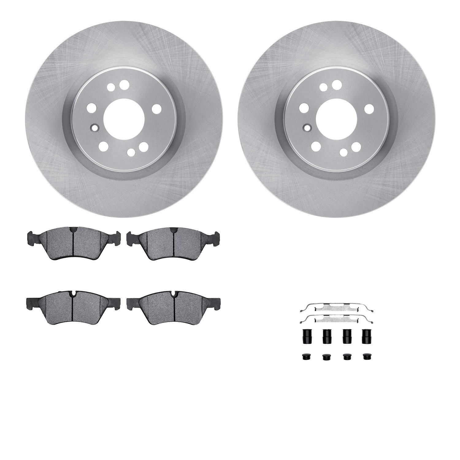 6512-63526 Brake Rotors w/5000 Advanced Brake Pads Kit with Hardware, 2006-2012 Mercedes-Benz, Position: Front