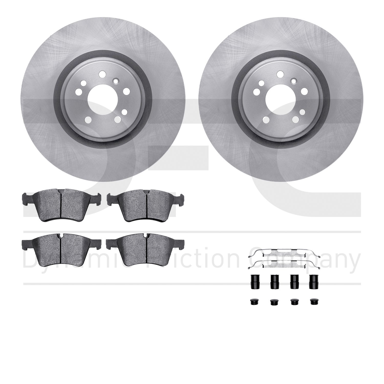 6512-63544 Brake Rotors w/5000 Advanced Brake Pads Kit with Hardware, 2007-2009 Mercedes-Benz, Position: Front