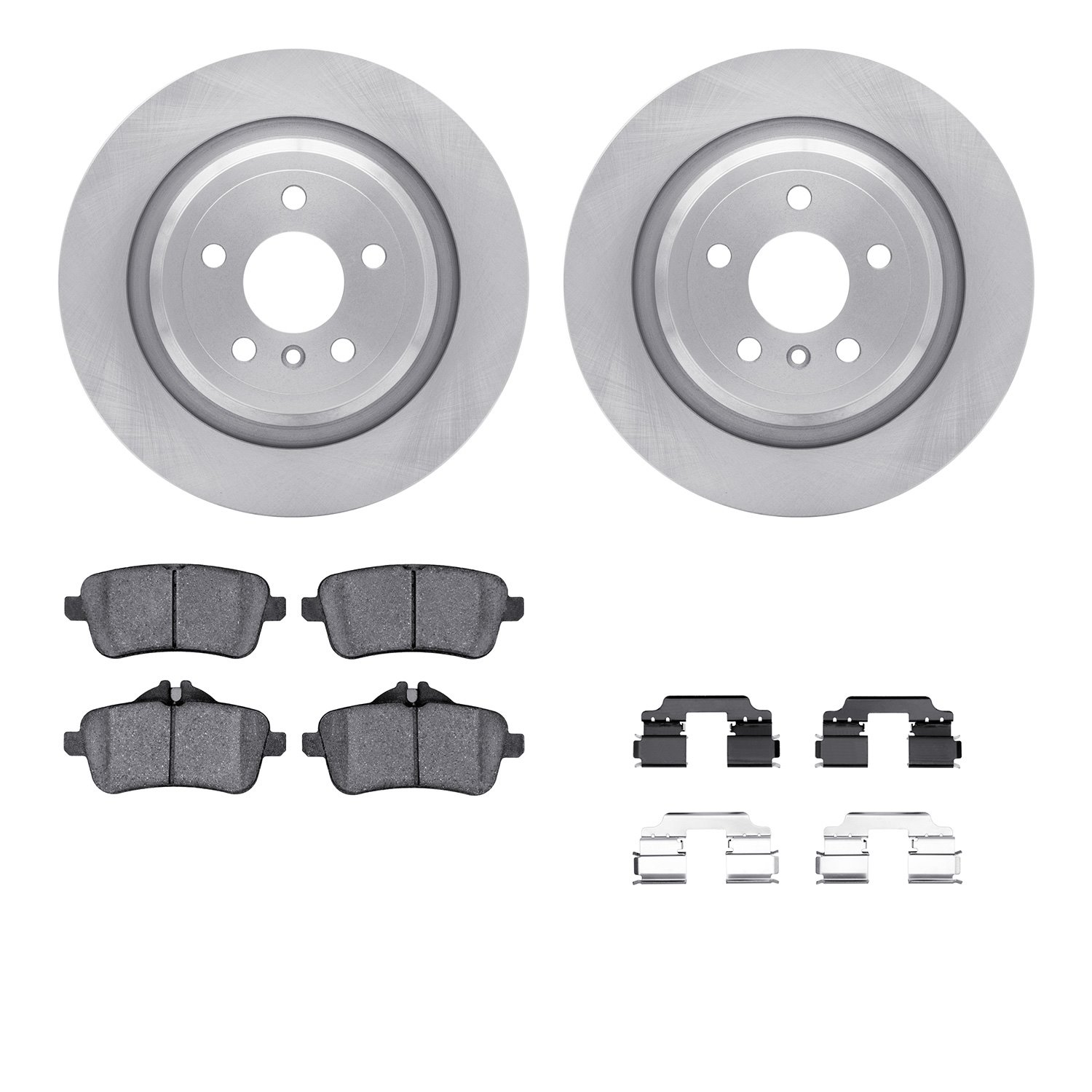 6512-63551 Brake Rotors w/5000 Advanced Brake Pads Kit with Hardware, 2012-2018 Mercedes-Benz, Position: Rear