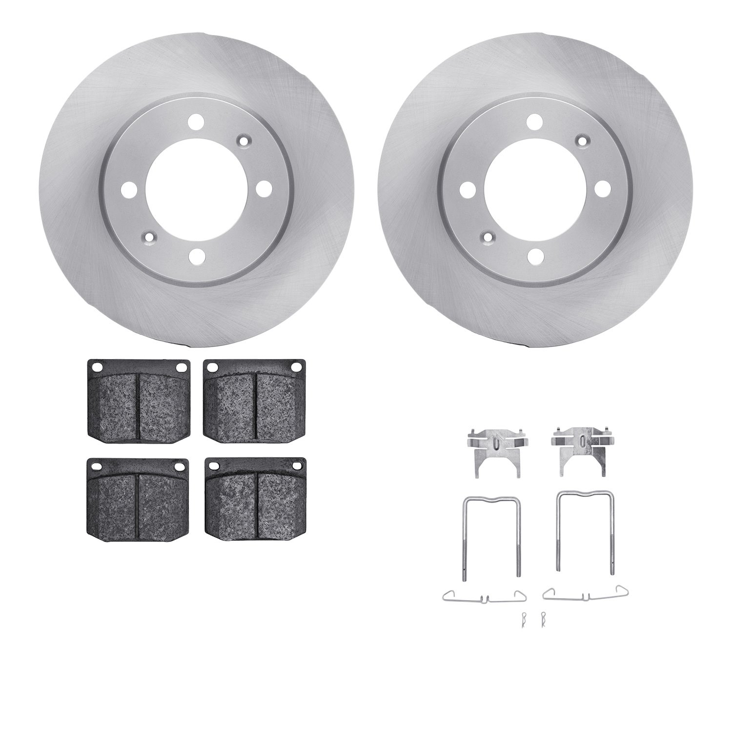 6512-65043 Brake Rotors w/5000 Advanced Brake Pads Kit with Hardware, 1985-1986 GM, Position: Front