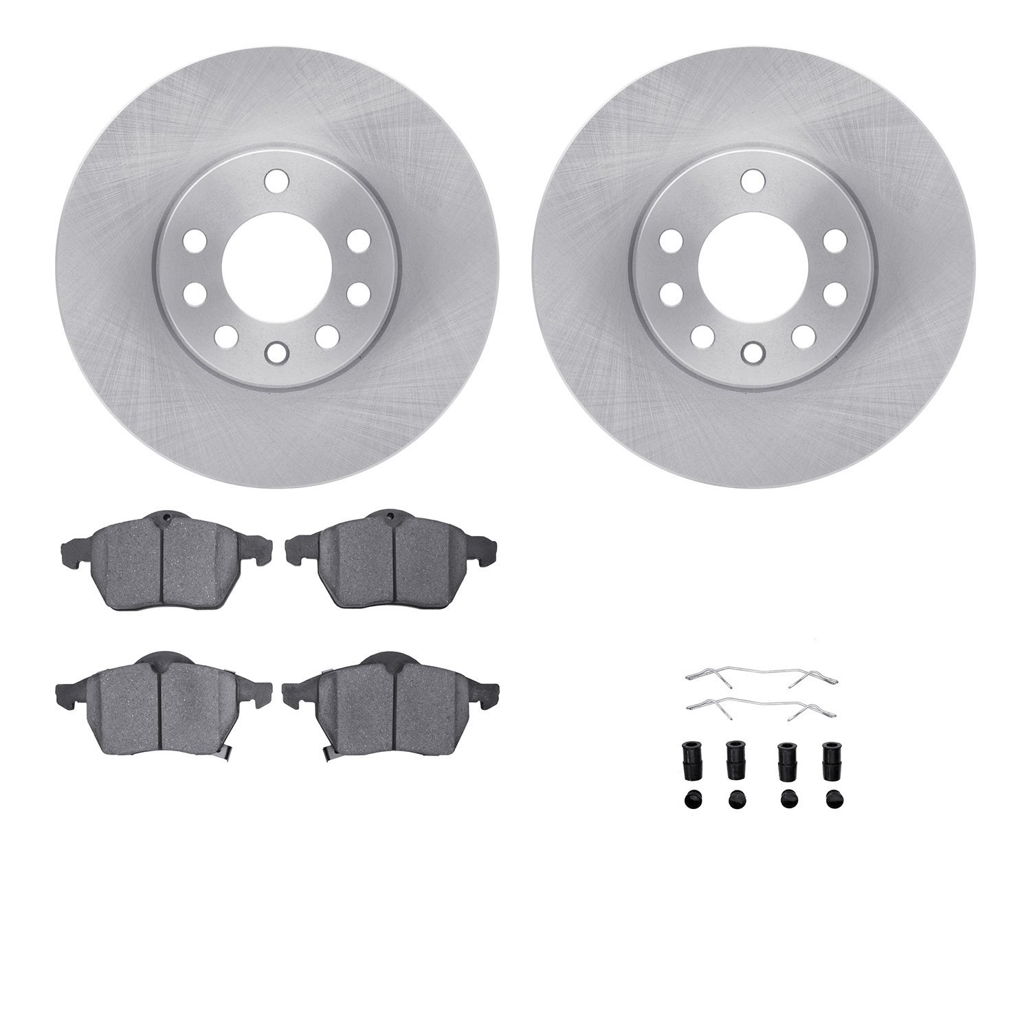 6512-65058 Brake Rotors w/5000 Advanced Brake Pads Kit with Hardware, 1997-2006 GM, Position: Front