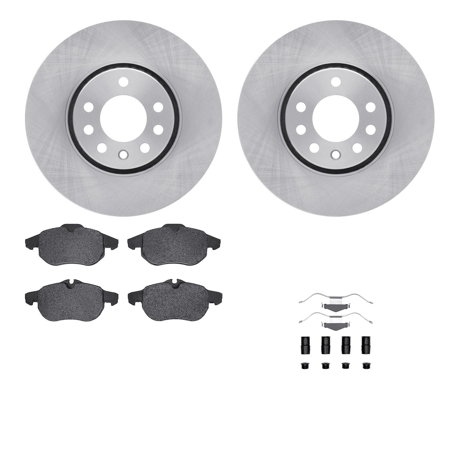 6512-65087 Brake Rotors w/5000 Advanced Brake Pads Kit with Hardware, 2003-2005 GM, Position: Front