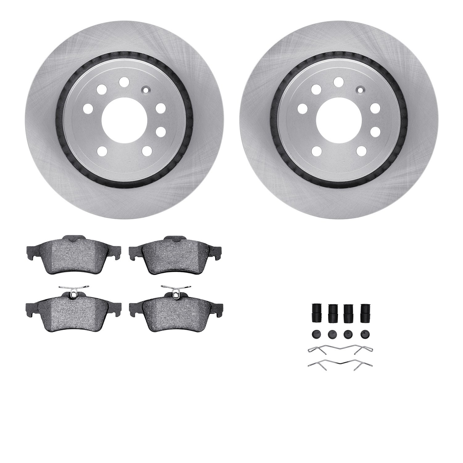 6512-65100 Brake Rotors w/5000 Advanced Brake Pads Kit with Hardware, 2003-2003 GM, Position: Rear