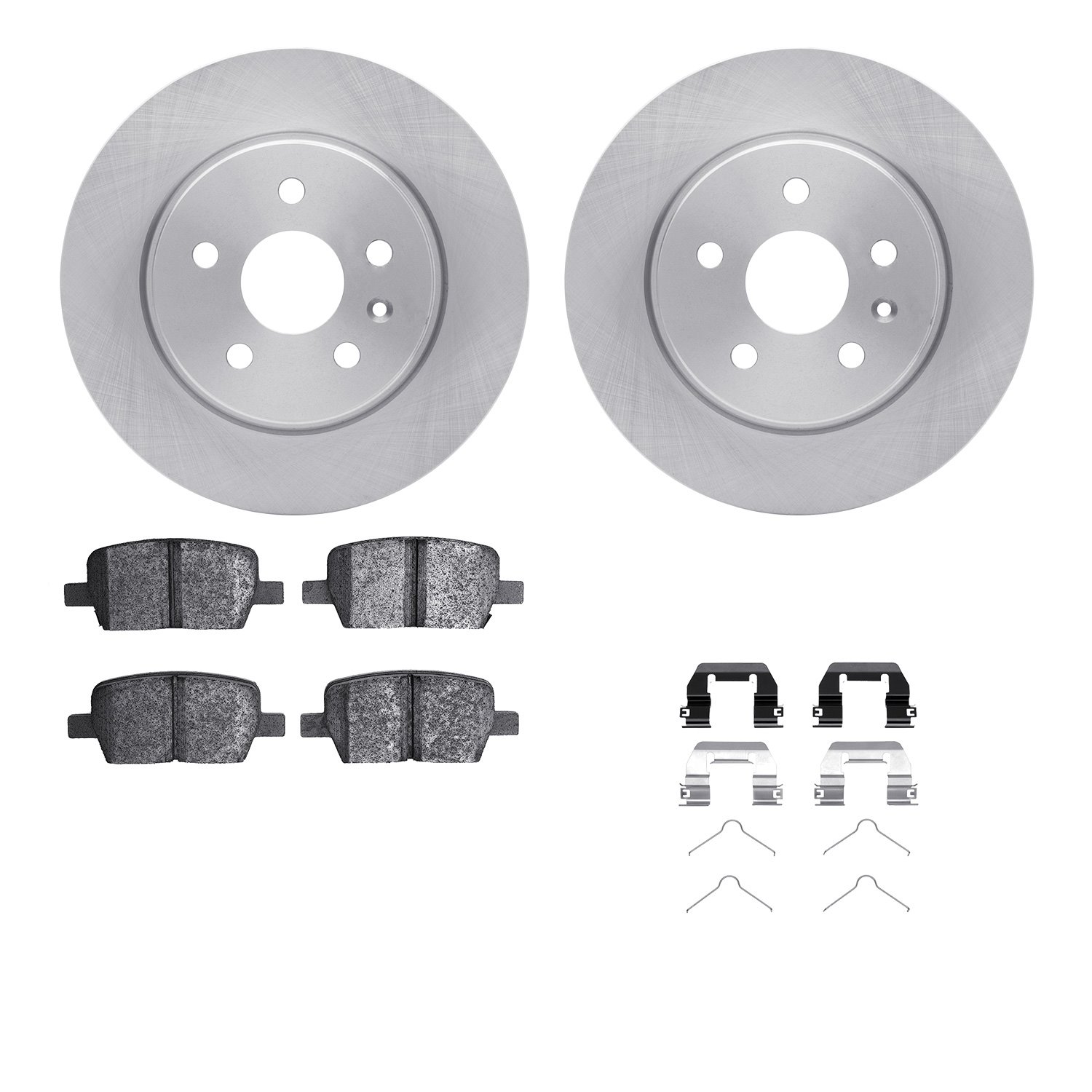6512-65123 Brake Rotors w/5000 Advanced Brake Pads Kit with Hardware, Fits Select GM, Position: Rear