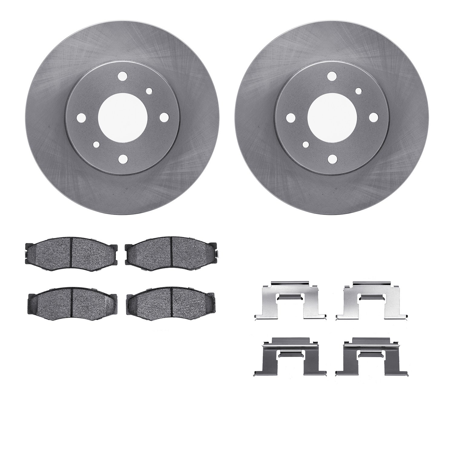 6512-67091 Brake Rotors w/5000 Advanced Brake Pads Kit with Hardware, 1984-1988 Infiniti/Nissan, Position: Front