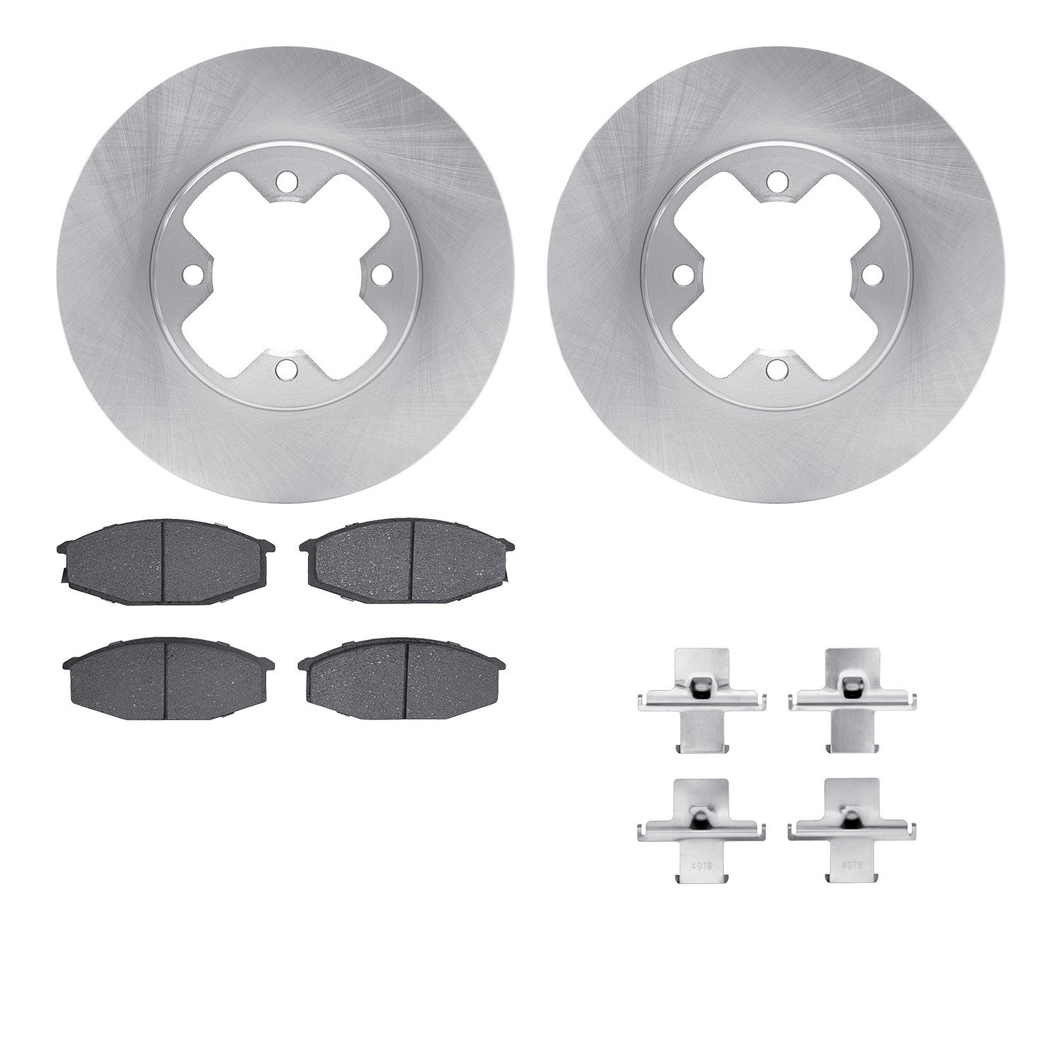 6512-67124 Brake Rotors w/5000 Advanced Brake Pads Kit with Hardware, 1979-1983 Infiniti/Nissan, Position: Front