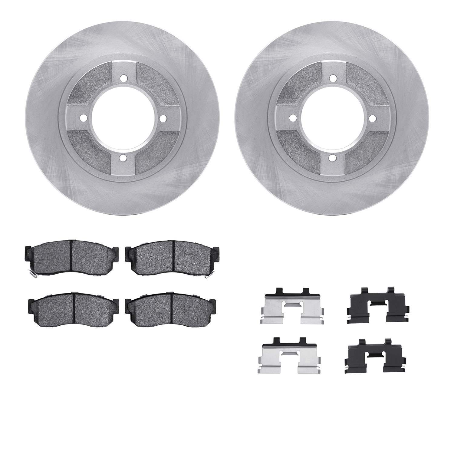 6512-67176 Brake Rotors w/5000 Advanced Brake Pads Kit with Hardware, 1983-1986 Infiniti/Nissan, Position: Front