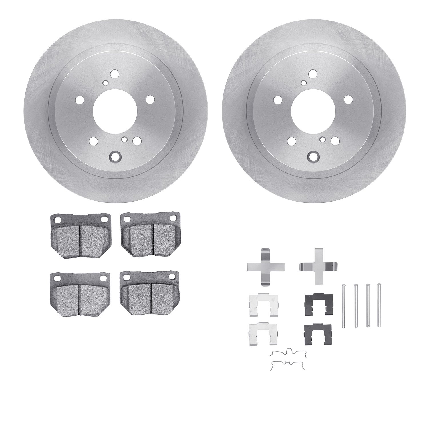 6512-67248 Brake Rotors w/5000 Advanced Brake Pads Kit with Hardware, 1989-1996 Infiniti/Nissan, Position: Rear