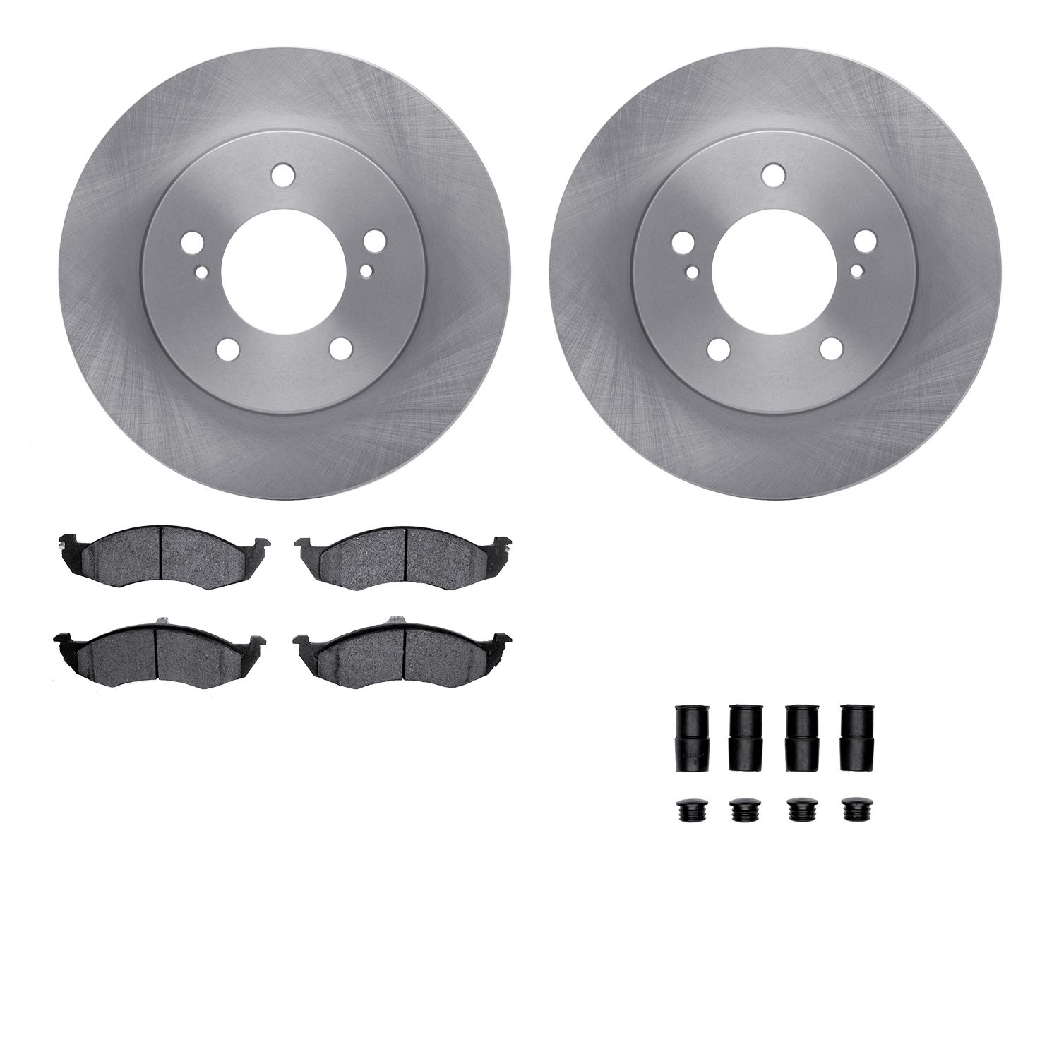 6512-67540 Brake Rotors w/5000 Advanced Brake Pads Kit with Hardware, 1996-2002 Ford/Lincoln/Mercury/Mazda, Position: Front