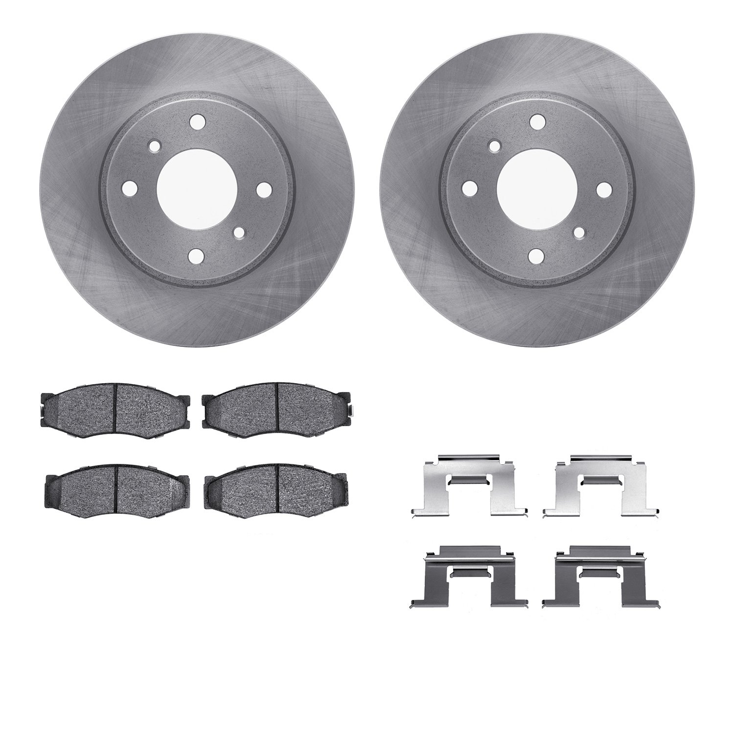 6512-68014 Brake Rotors w/5000 Advanced Brake Pads Kit with Hardware, 1990-1992 Infiniti/Nissan, Position: Front