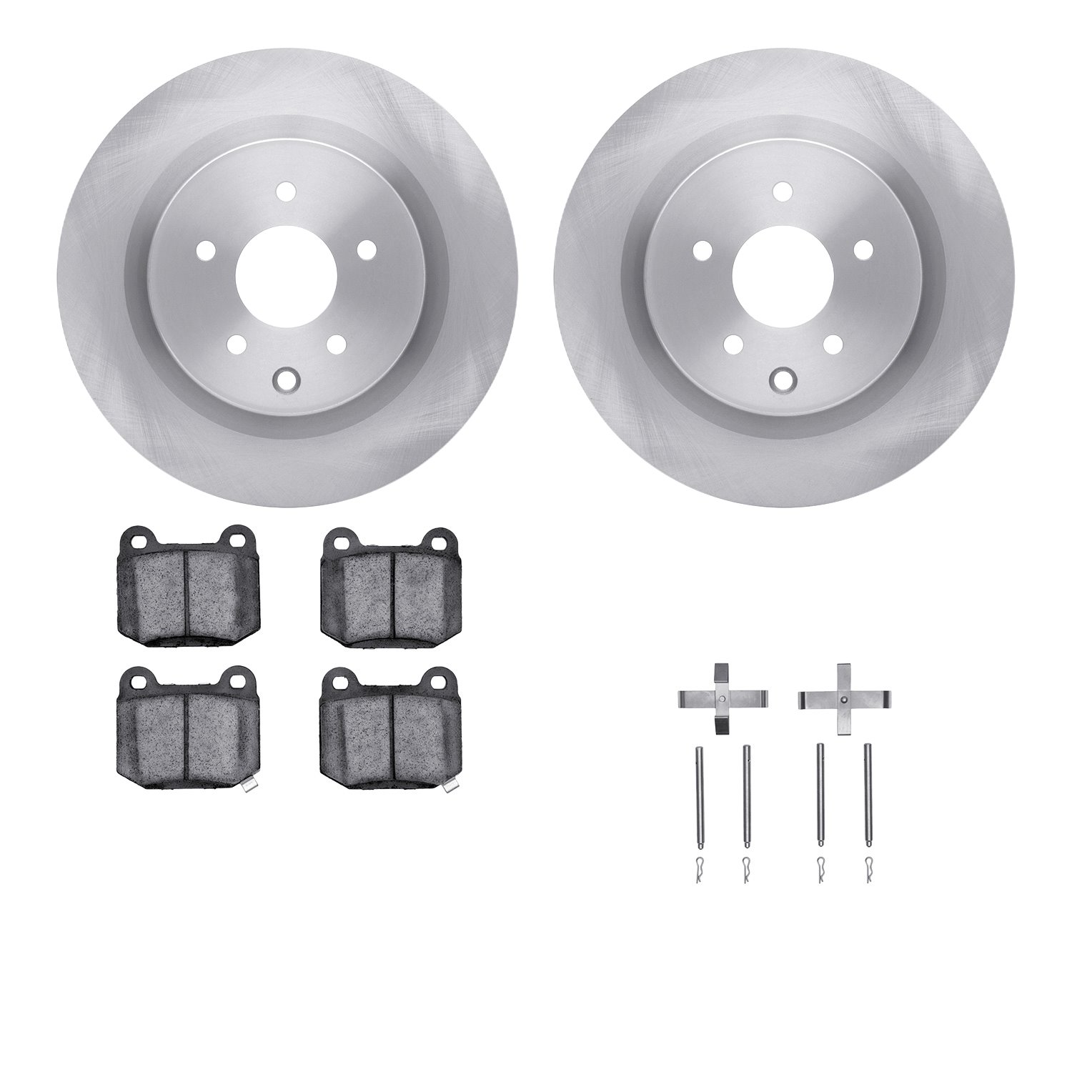 6512-68053 Brake Rotors w/5000 Advanced Brake Pads Kit with Hardware, 2003-2008 Infiniti/Nissan, Position: Rear