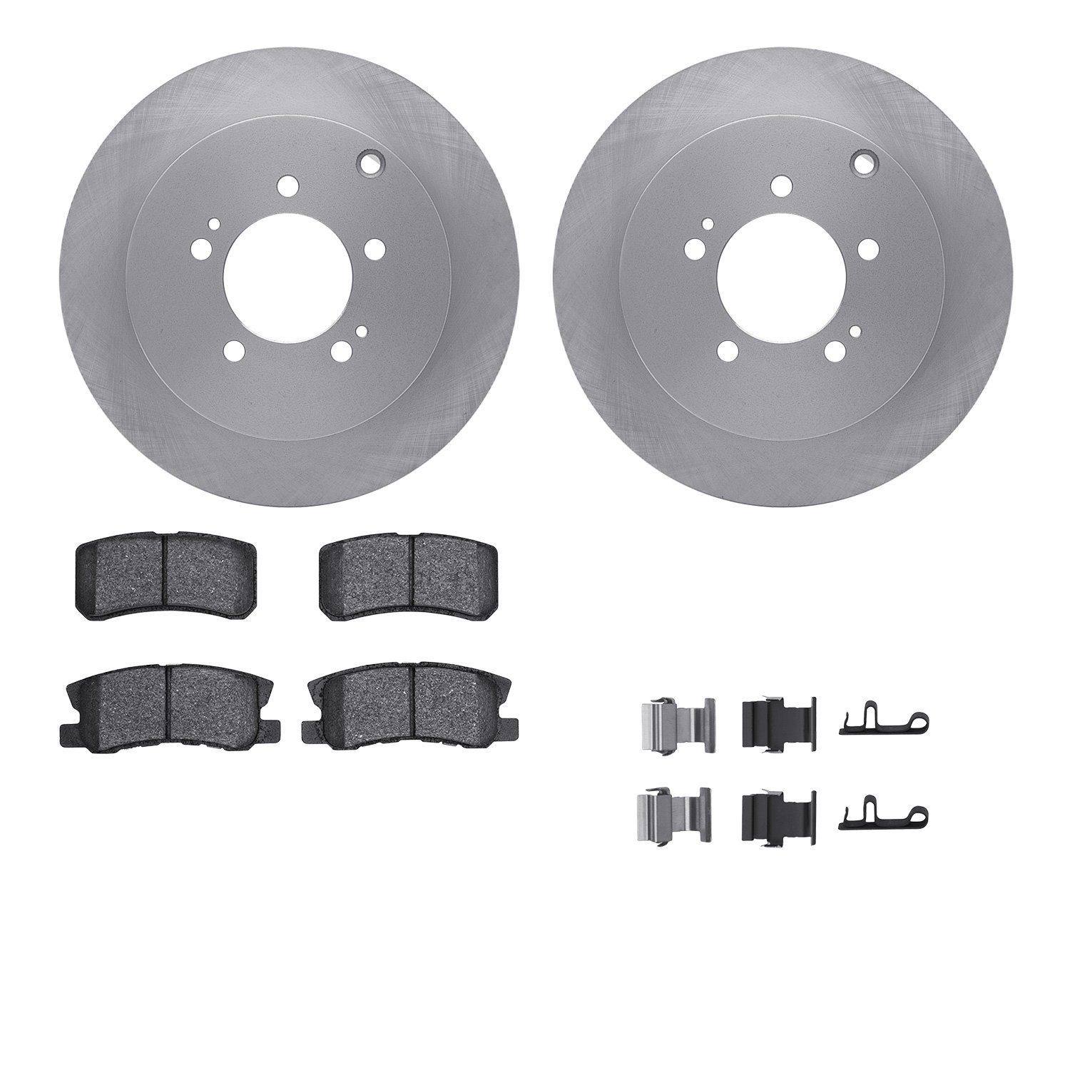 6512-72305 Brake Rotors w/5000 Advanced Brake Pads Kit with Hardware, 2007-2015 Mitsubishi, Position: Rear