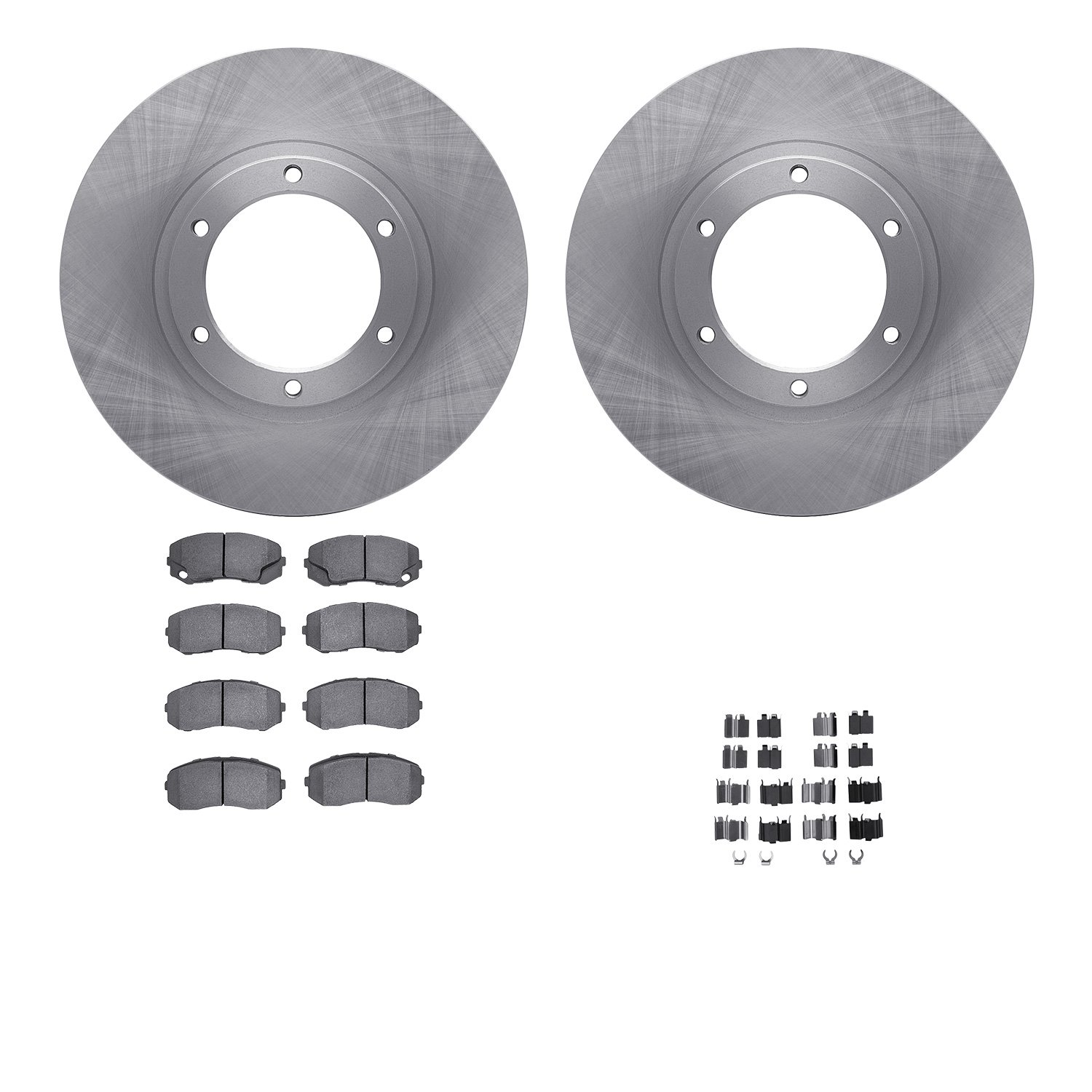 6512-72317 Brake Rotors w/5000 Advanced Brake Pads Kit with Hardware, 2010-2011 Freightliner, Position: Front