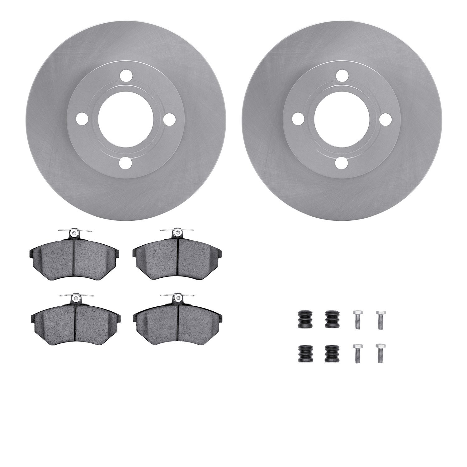 6512-73121 Brake Rotors w/5000 Advanced Brake Pads Kit with Hardware, 1984-1987 Audi/Volkswagen, Position: Front