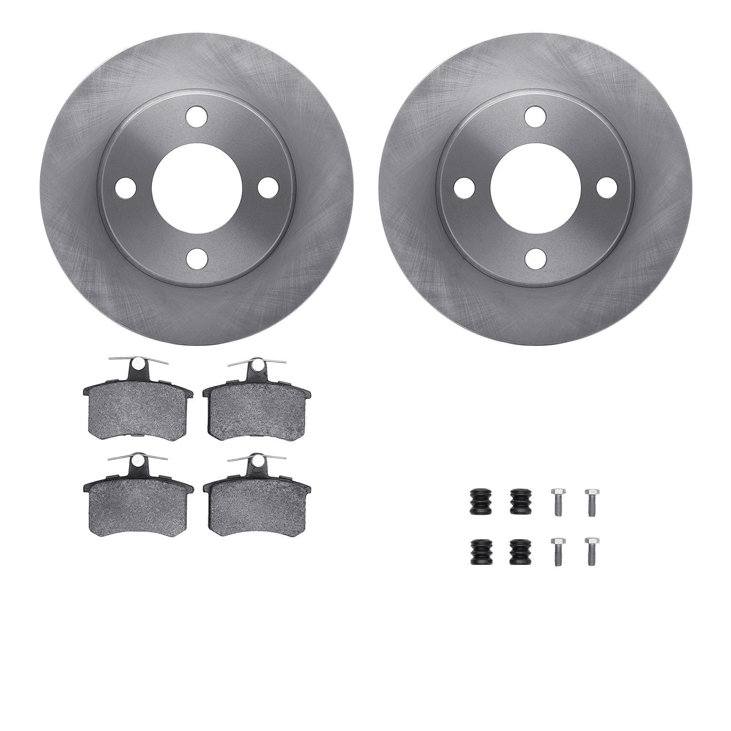 6512-73124 Brake Rotors w/5000 Advanced Brake Pads Kit with Hardware, 1984-1995 Audi/Volkswagen, Position: Rear