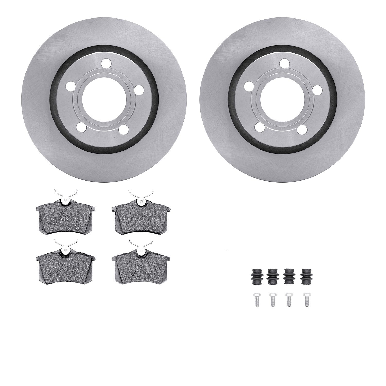 6512-73194 Brake Rotors w/5000 Advanced Brake Pads Kit with Hardware, 2000-2003 Audi/Volkswagen, Position: Rear