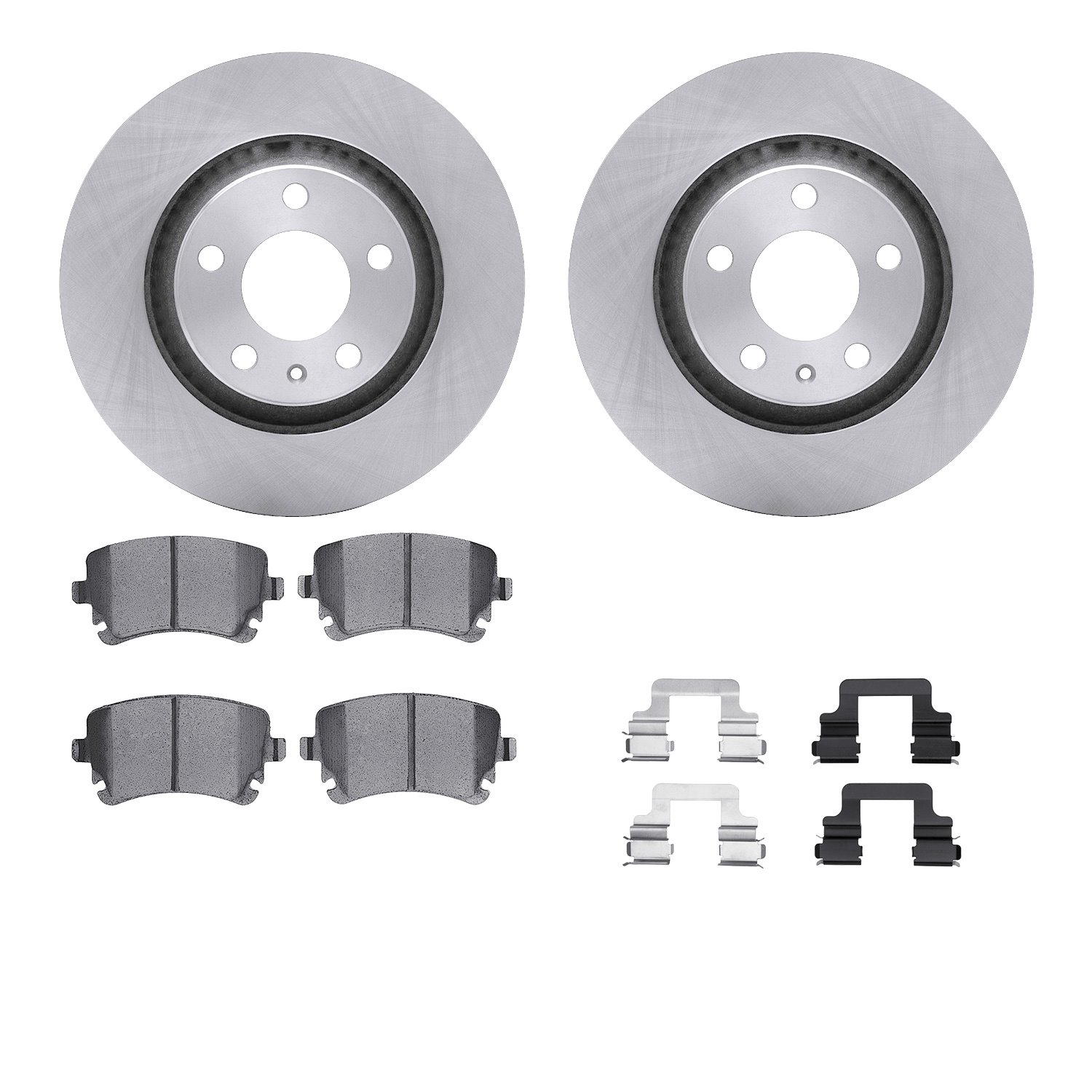 6512-73234 Brake Rotors w/5000 Advanced Brake Pads Kit with Hardware, 2004-2009 Audi/Volkswagen, Position: Rear