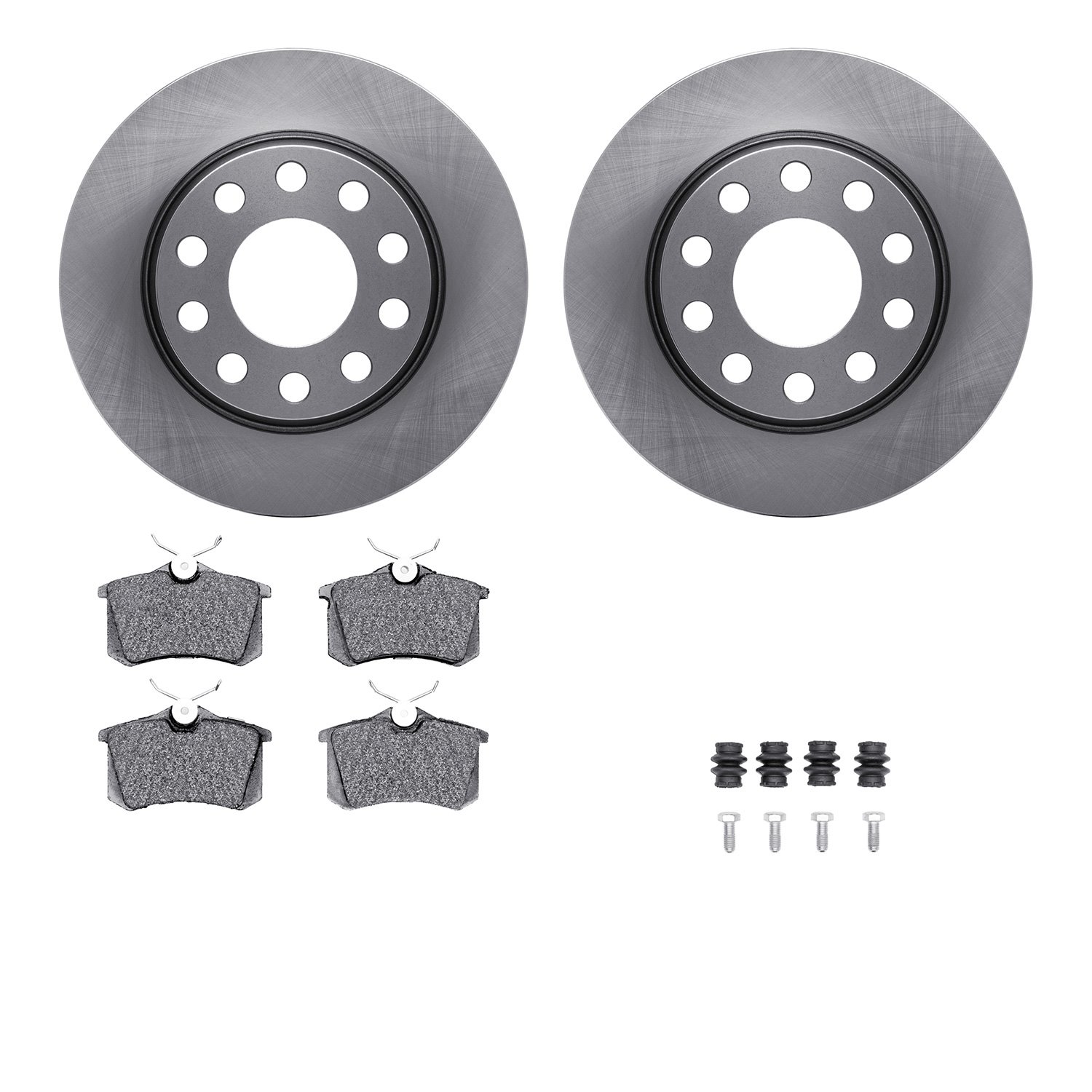 6512-73306 Brake Rotors w/5000 Advanced Brake Pads Kit with Hardware, 2000-2008 Audi/Volkswagen, Position: Rear