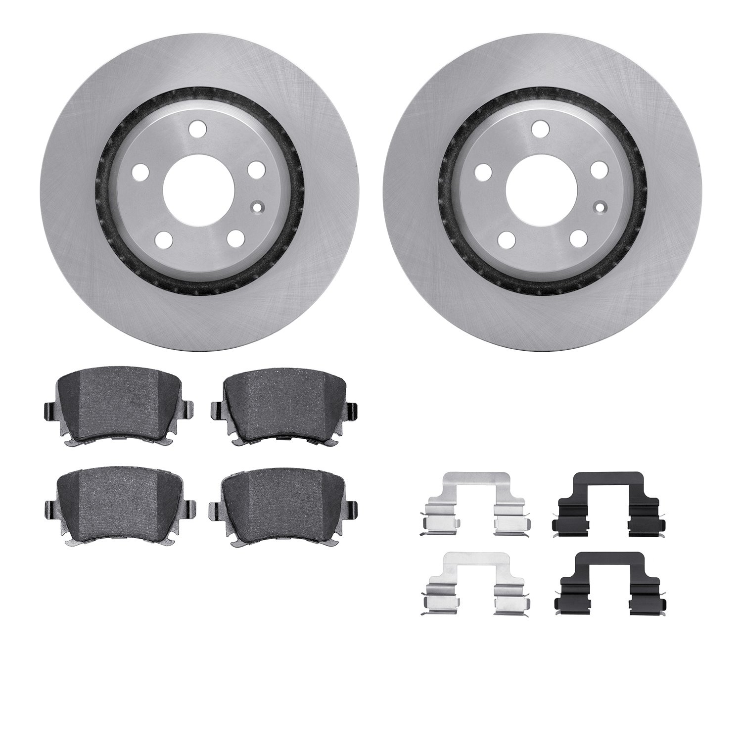 6512-73337 Brake Rotors w/5000 Advanced Brake Pads Kit with Hardware, 2012-2013 Audi/Volkswagen, Position: Rear