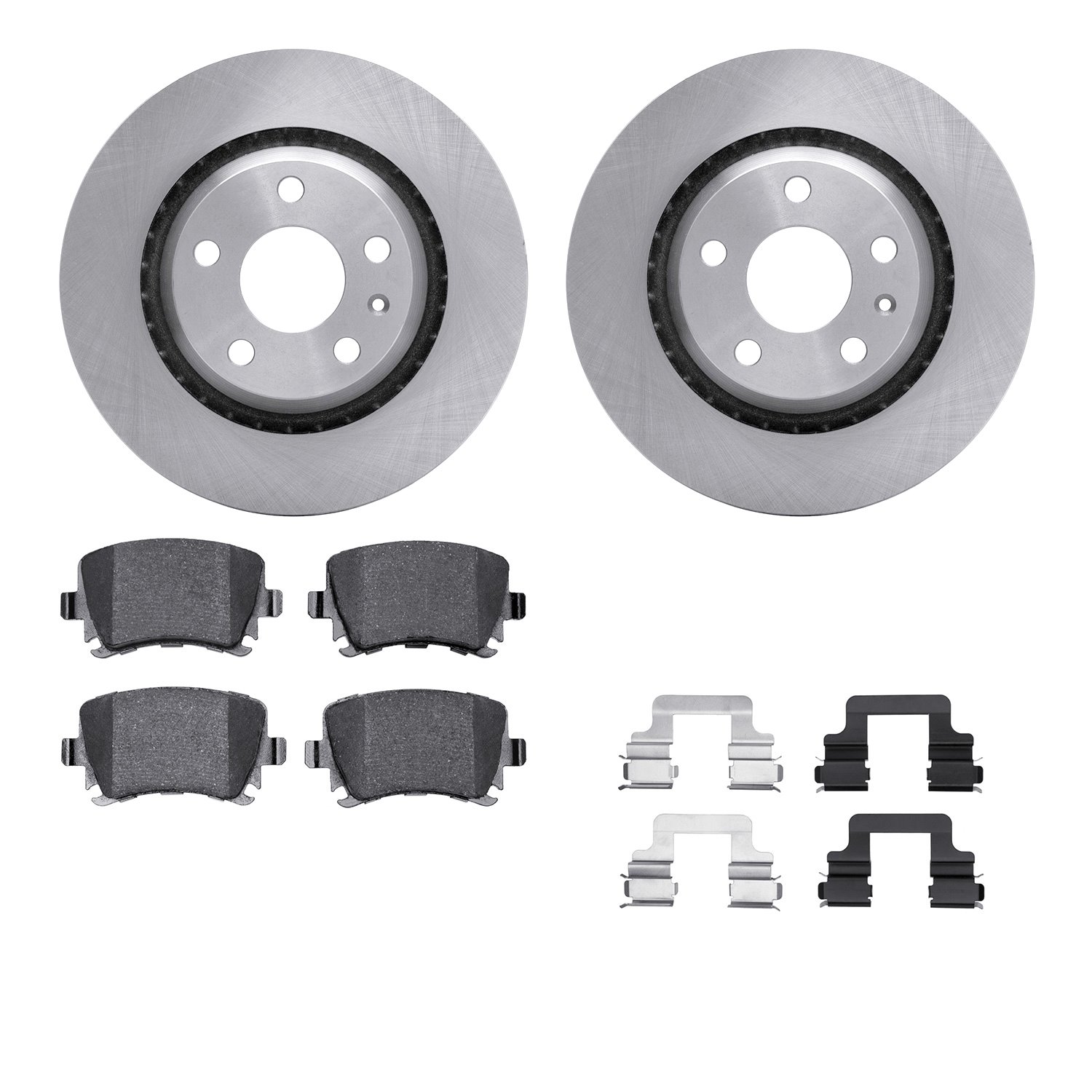 6512-73338 Brake Rotors w/5000 Advanced Brake Pads Kit with Hardware, 2008-2015 Audi/Volkswagen, Position: Rear