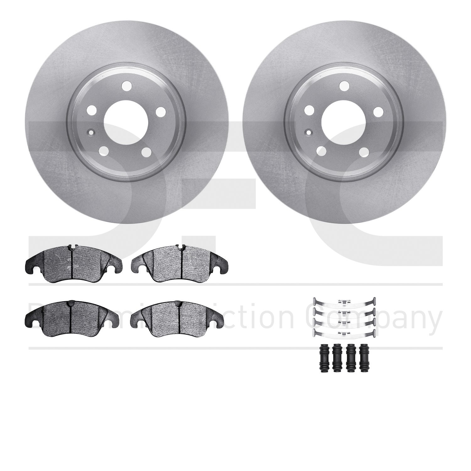 6512-73344 Brake Rotors w/5000 Advanced Brake Pads Kit with Hardware, 2008-2011 Audi/Volkswagen, Position: Front